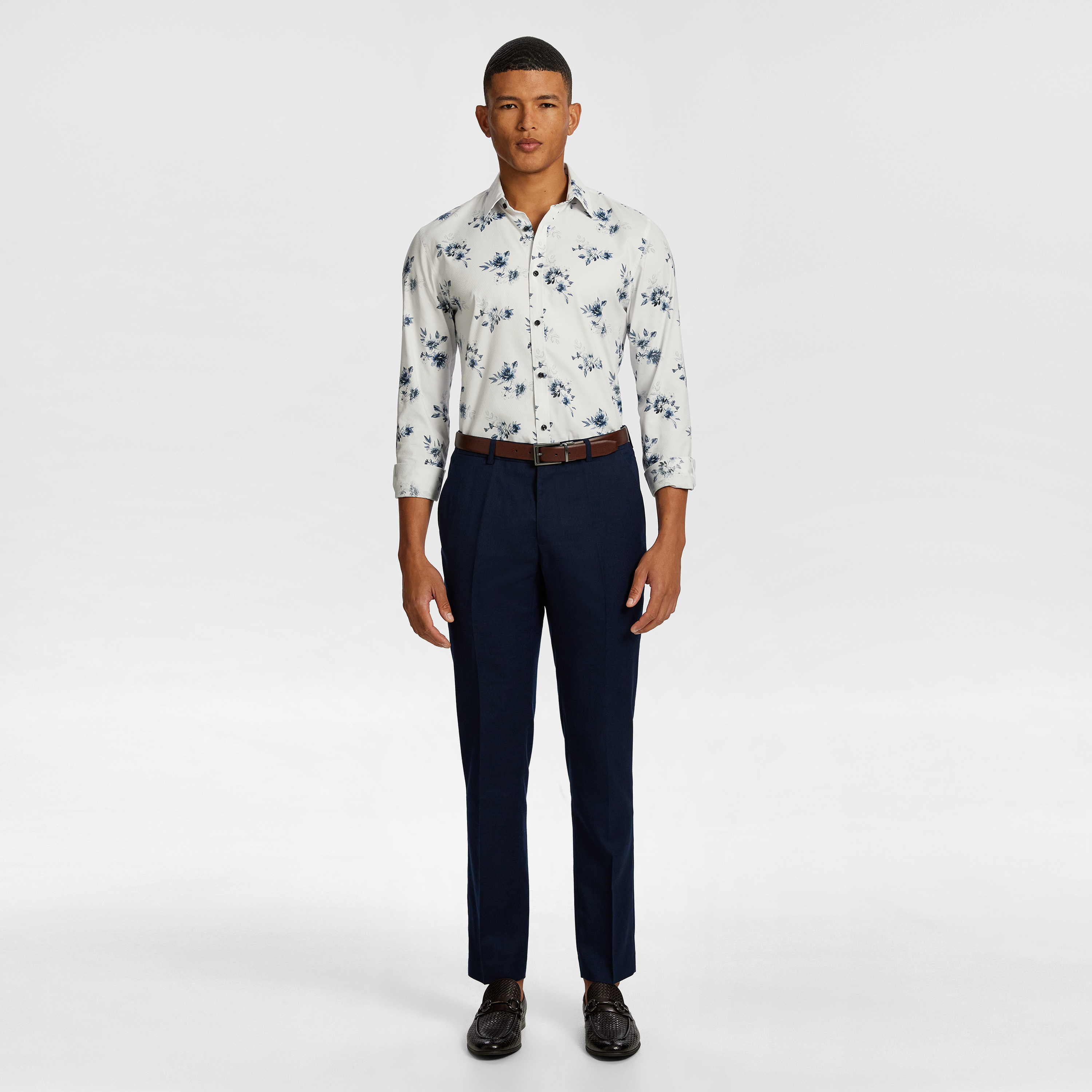 Blue Colton Slim Floral Shirt