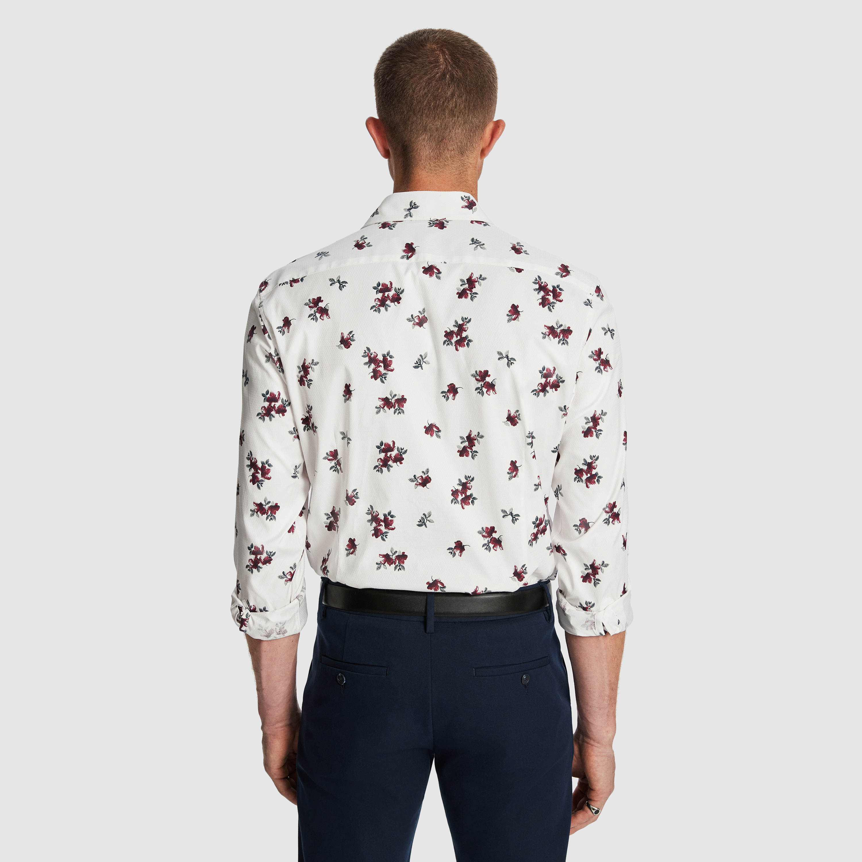 White Brady Slim Floral Shirt