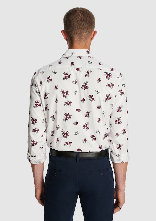 White Brady Slim Floral Shirt