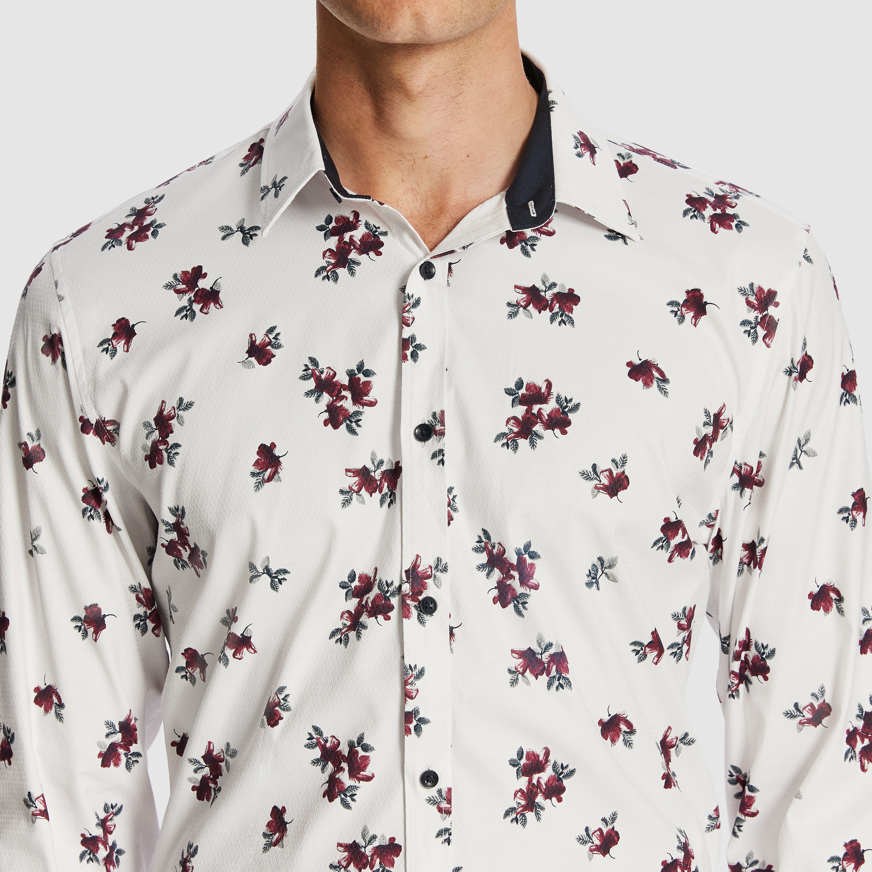 White Brady Slim Floral Shirt