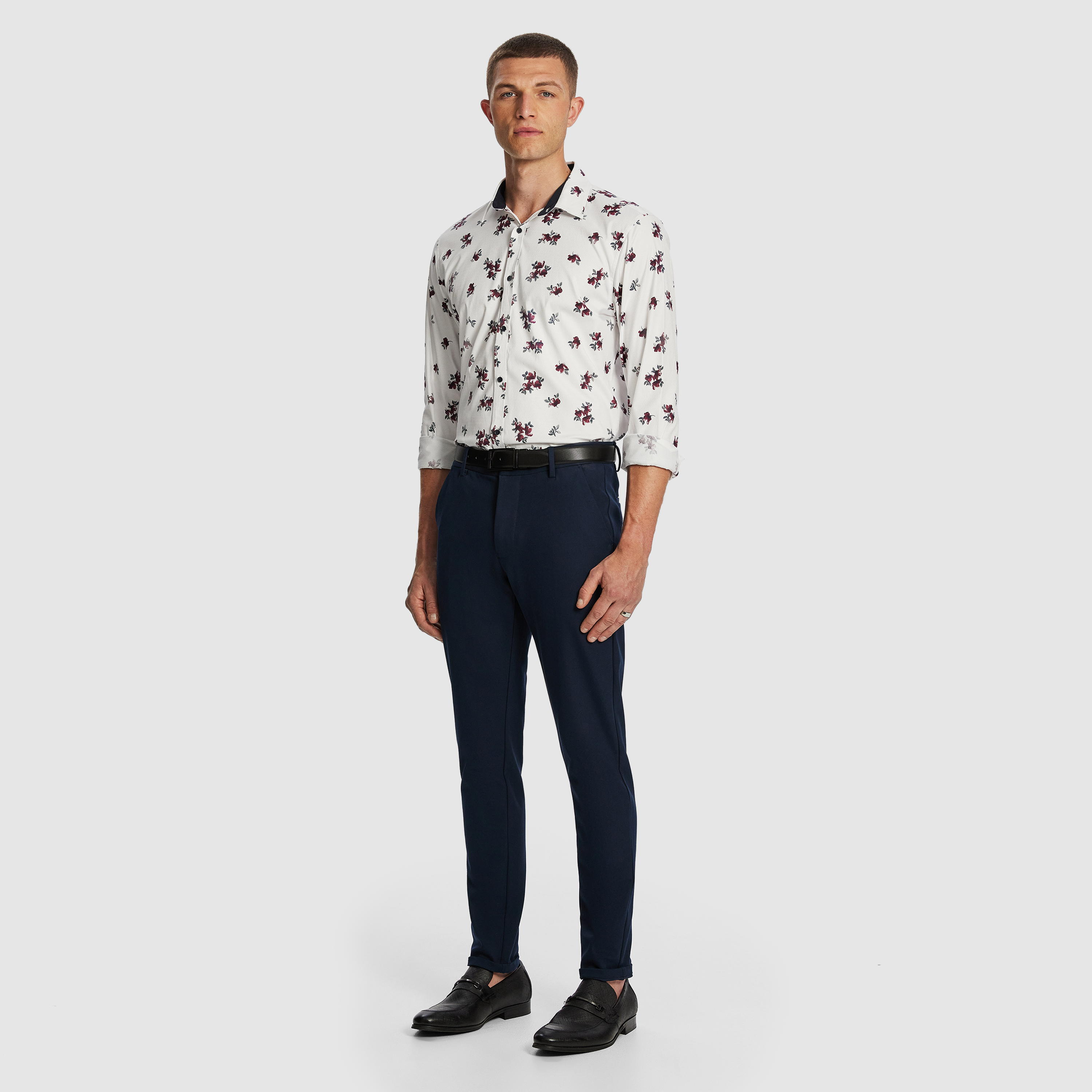 White Brady Slim Floral Shirt