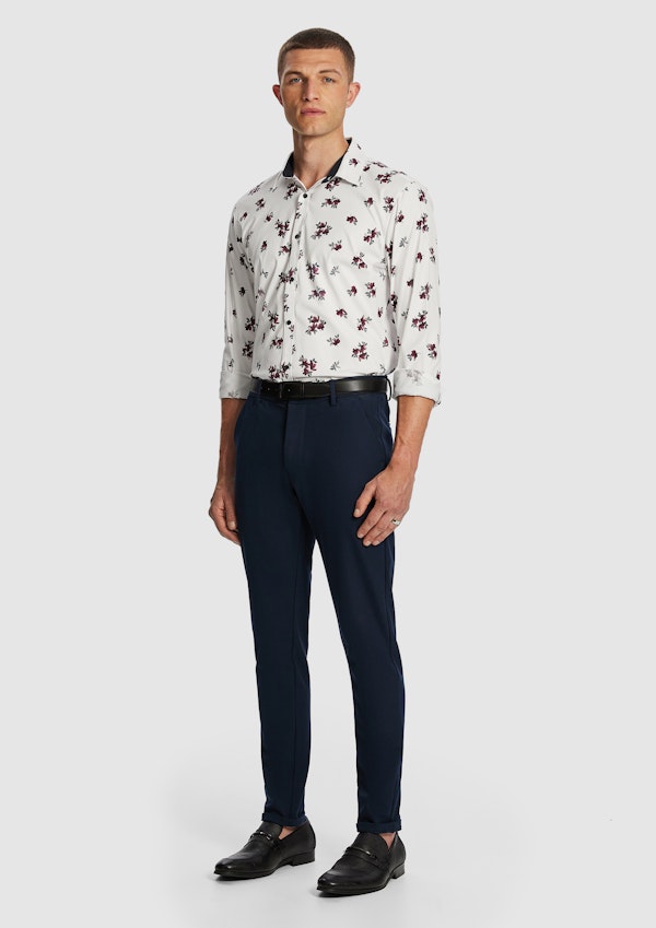 White Brady Slim Floral Shirt