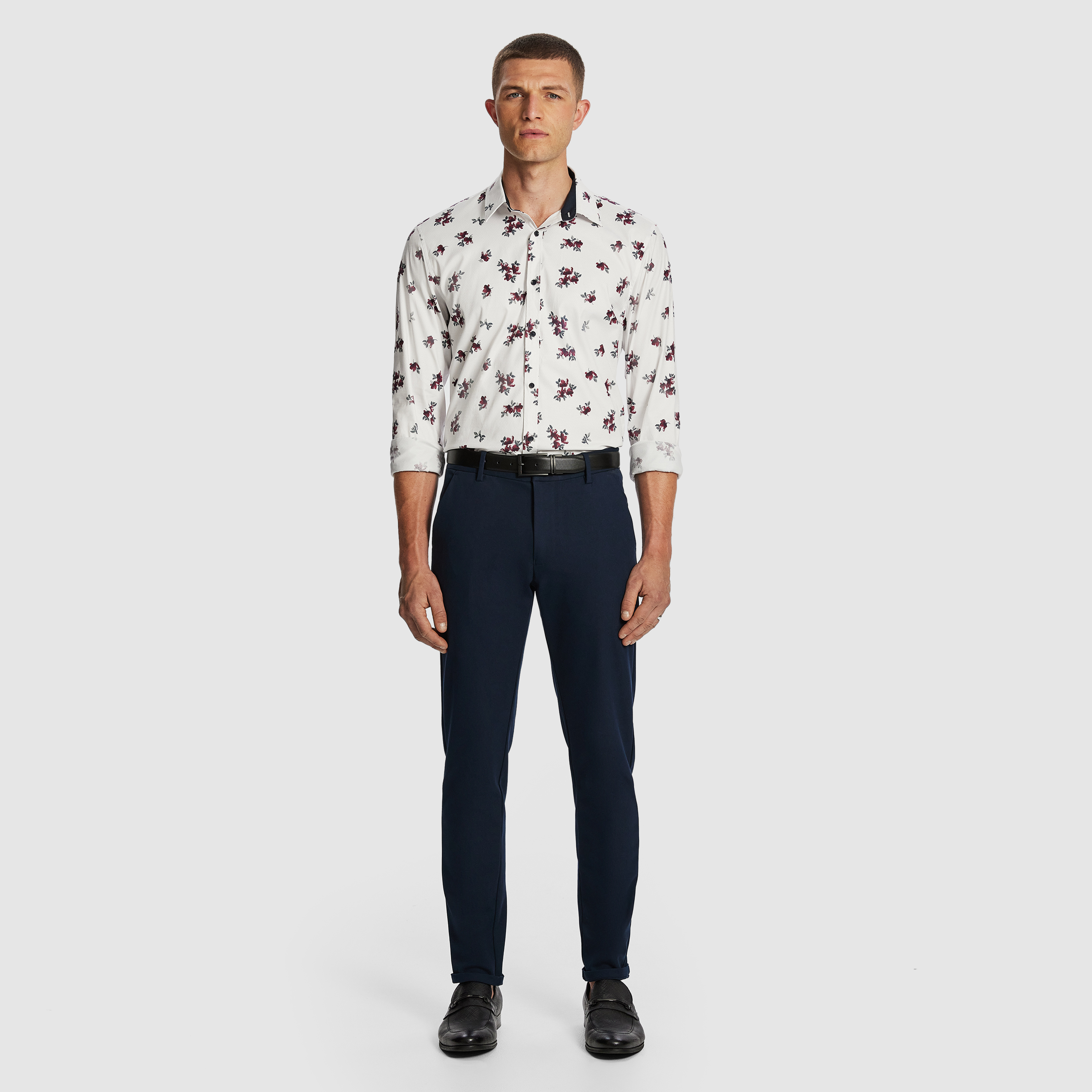 White Brady Slim Floral Shirt