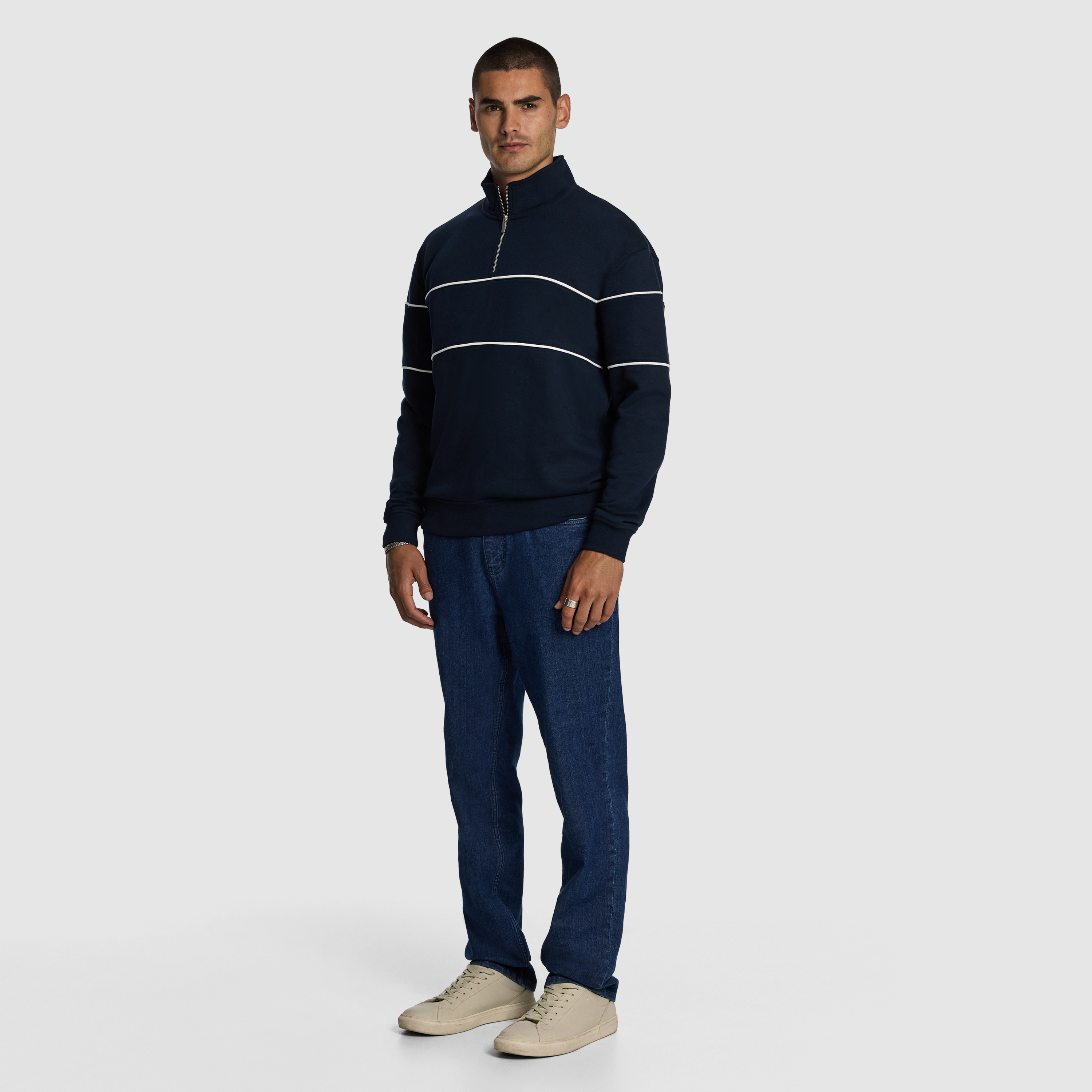 Navy Battersea 1/4 Zip Sweatshirt
