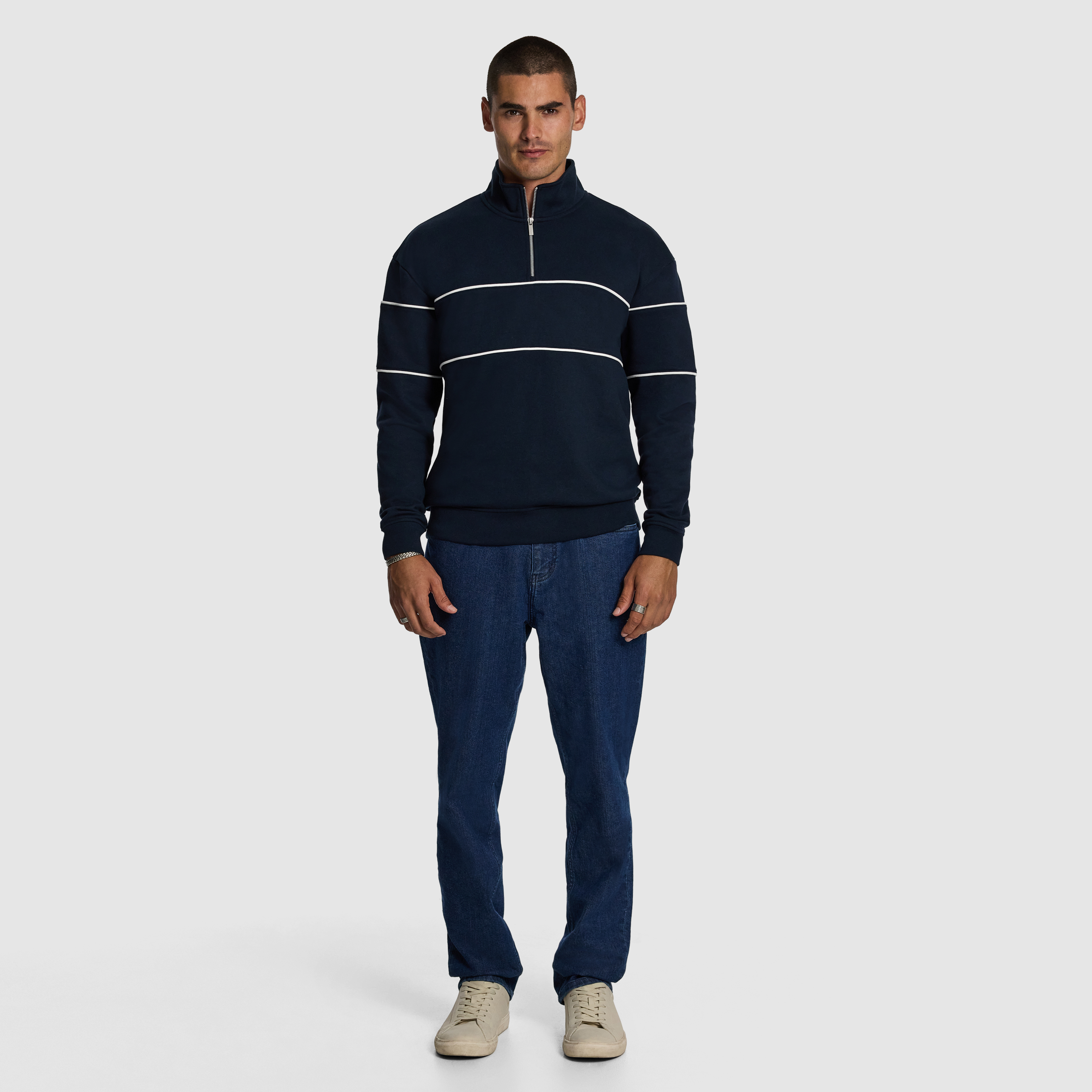 Navy Battersea 1/4 Zip Sweatshirt