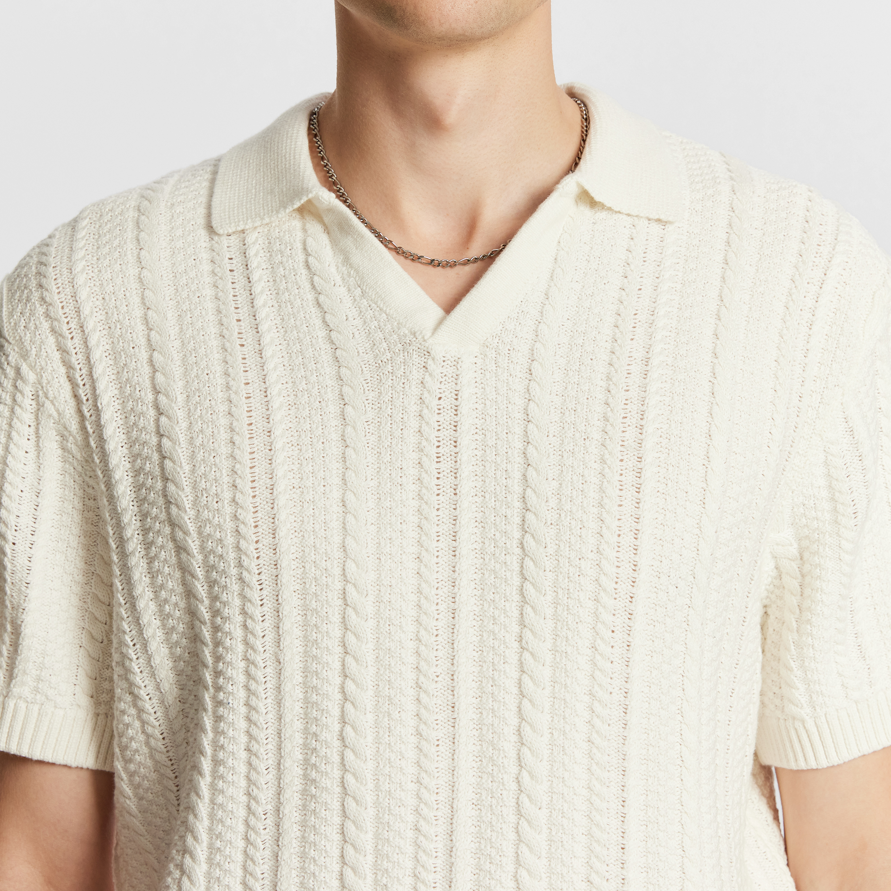 Off White Amesbury Knitted Polo Shirt