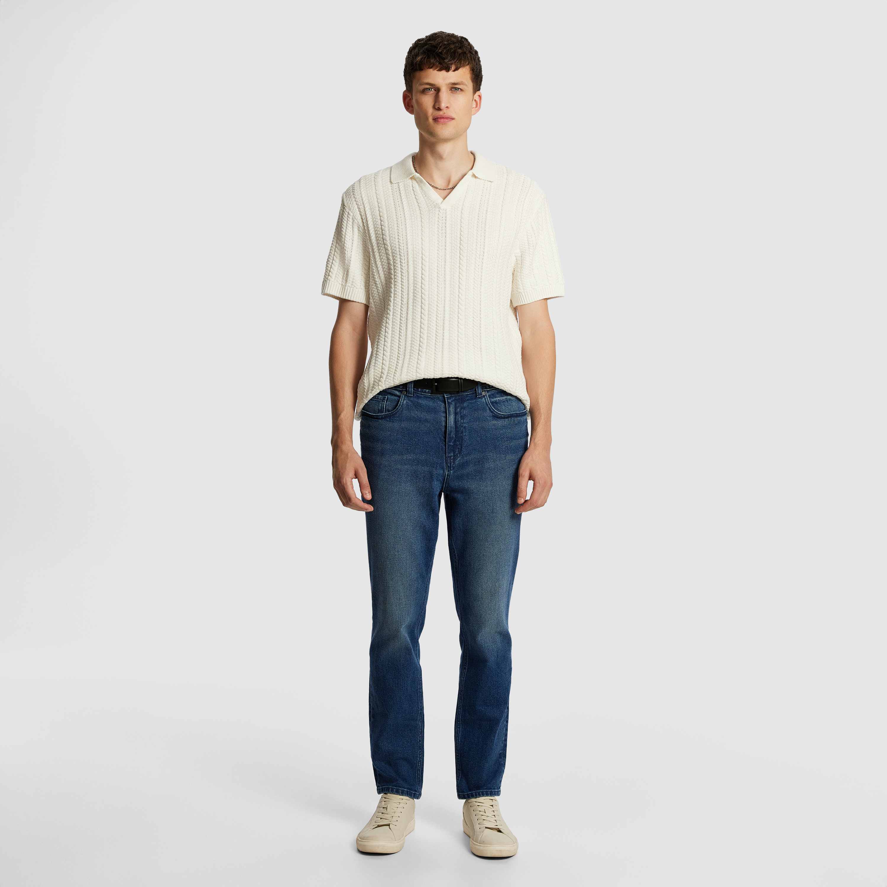 Off White Amesbury Knitted Polo Shirt