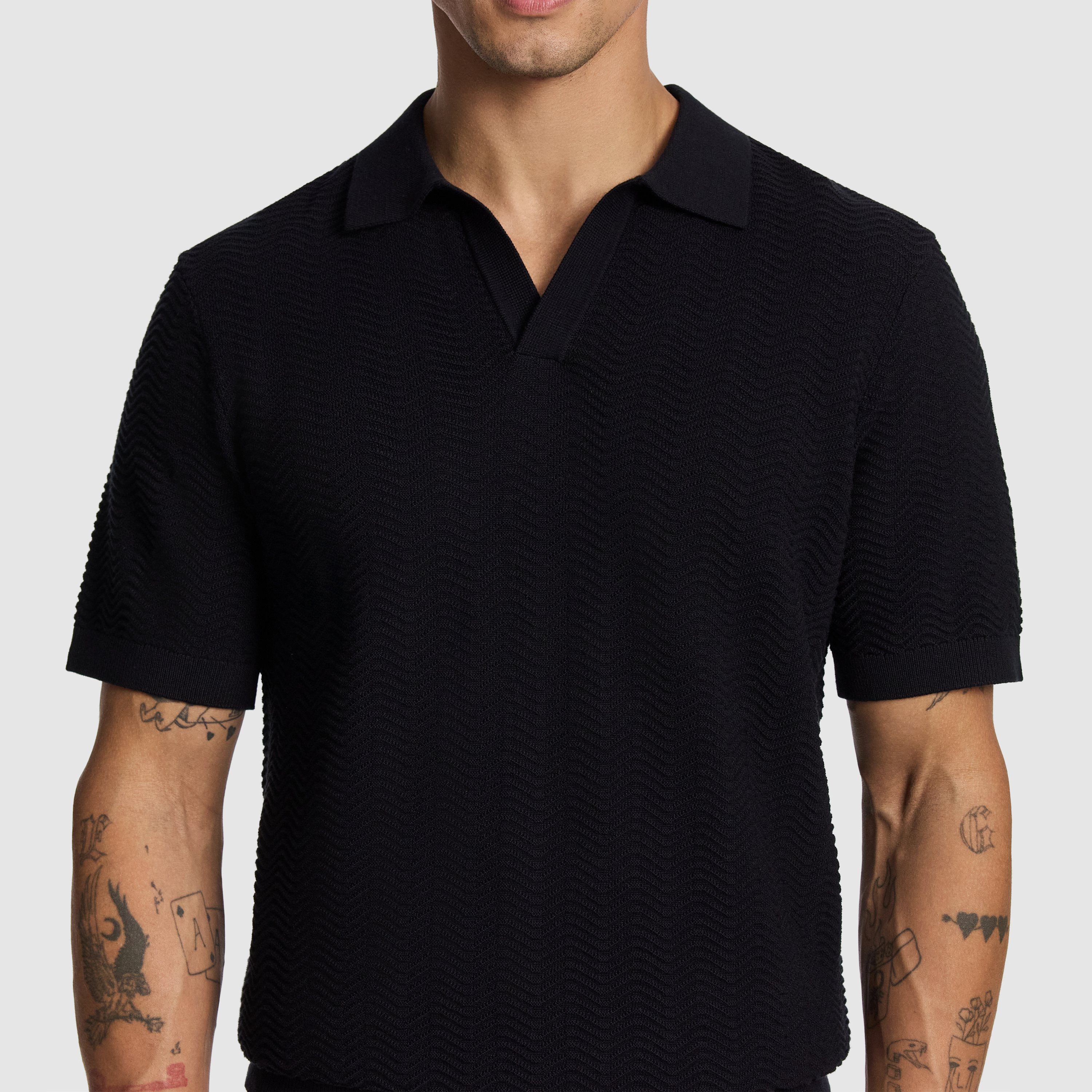 Black Josh Knitted Polo Shirt