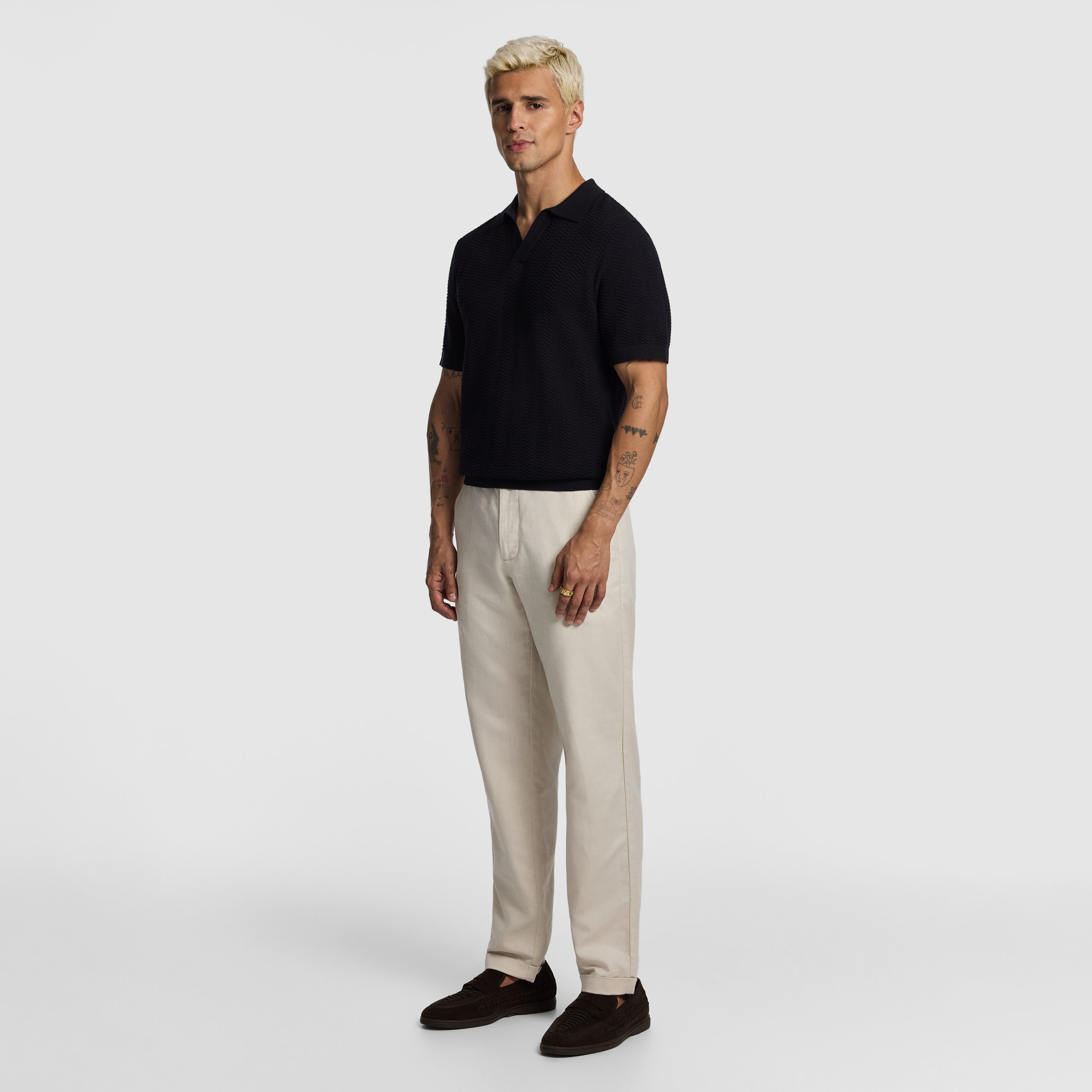 Black Josh Knitted Polo Shirt
