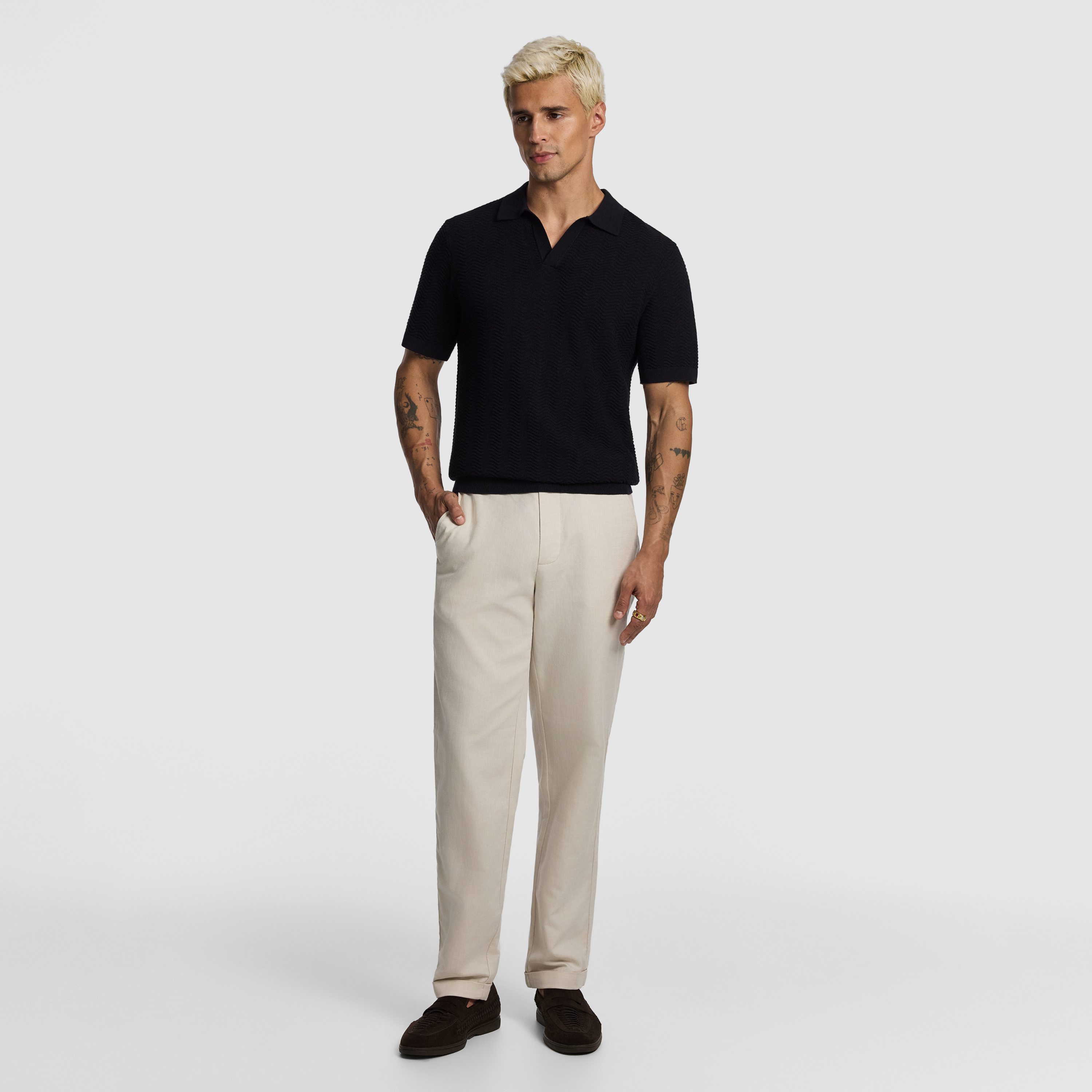 Black Josh Knitted Polo Shirt