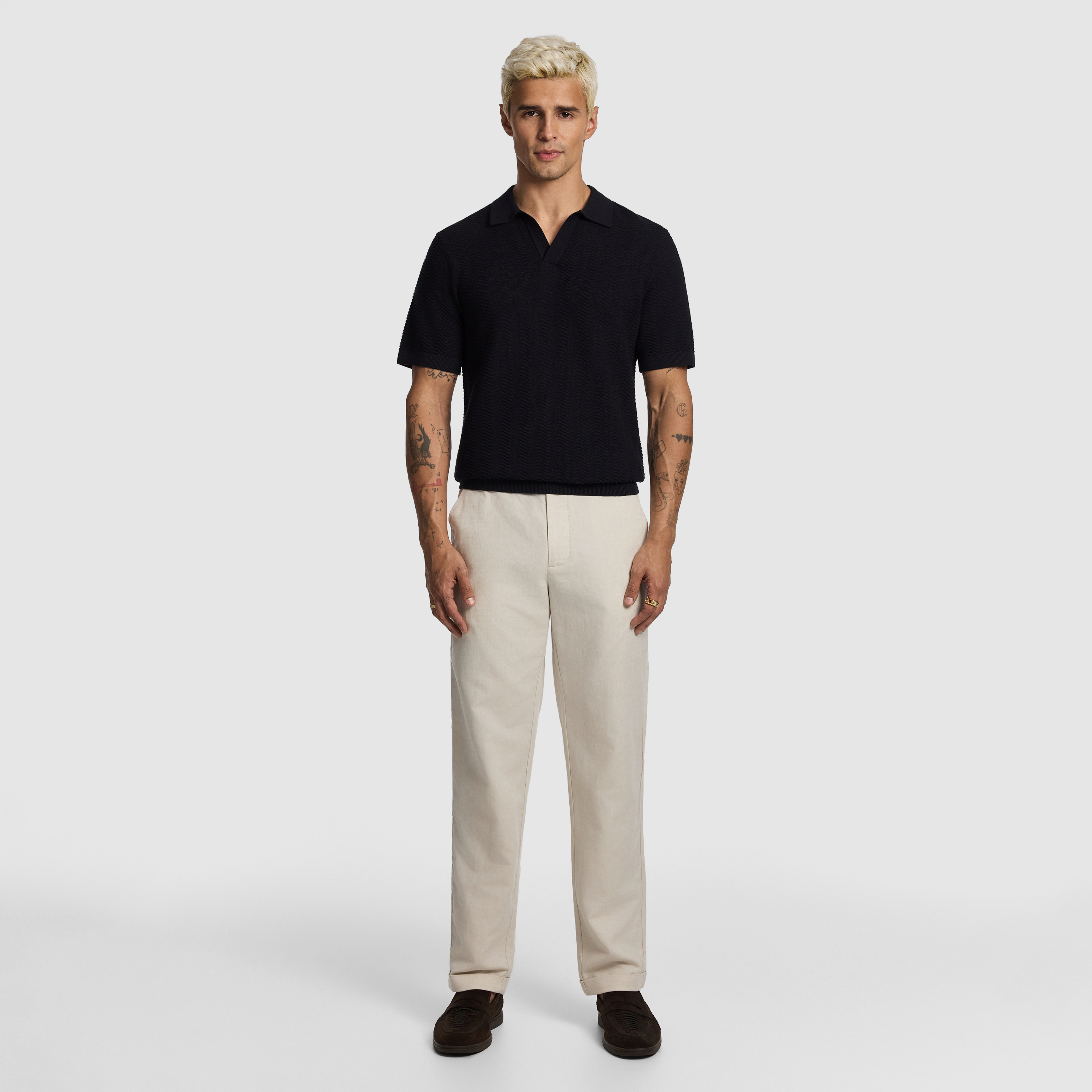 Black Josh Knitted Polo Shirt