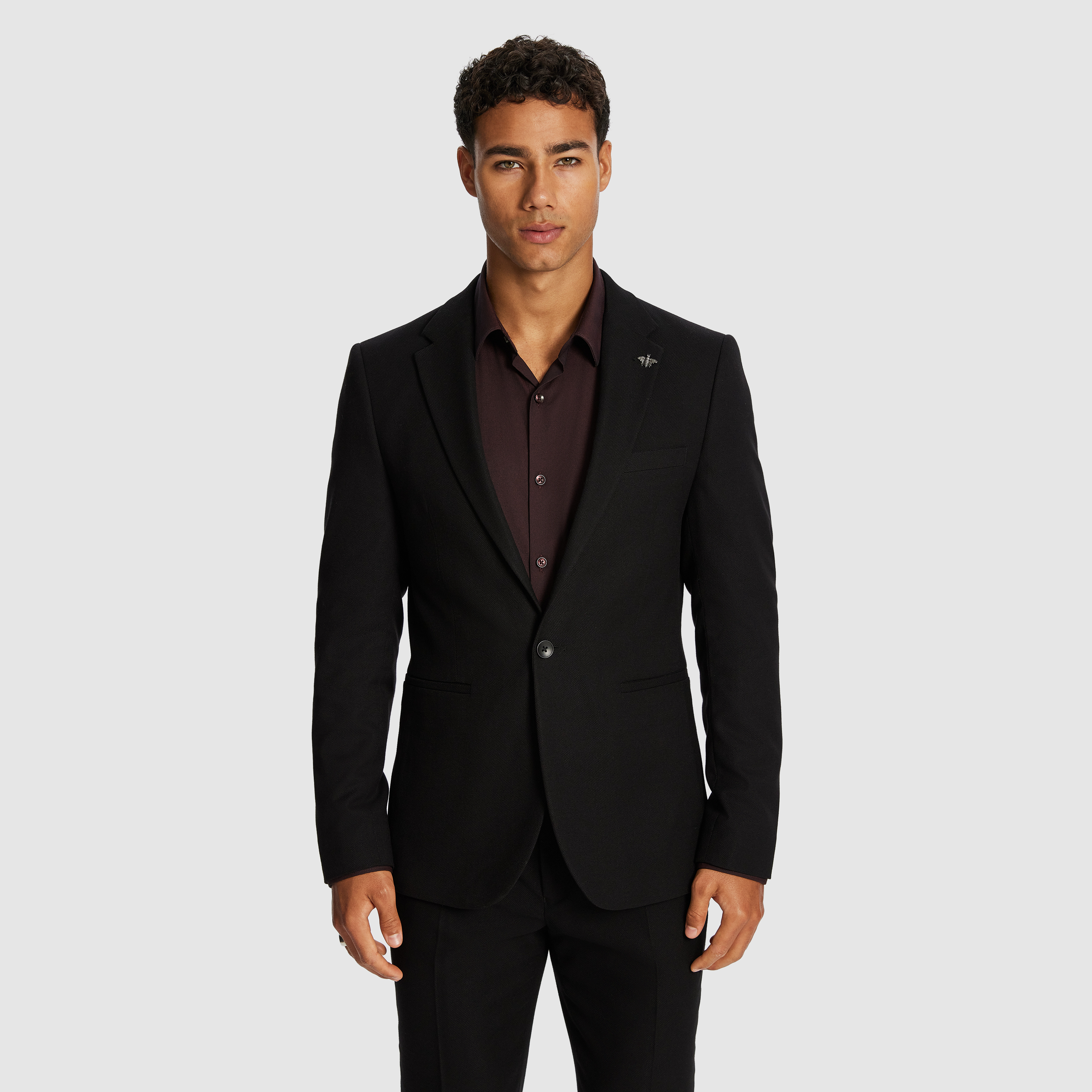 Carbone Textured Stretch Slim Suit Jacket