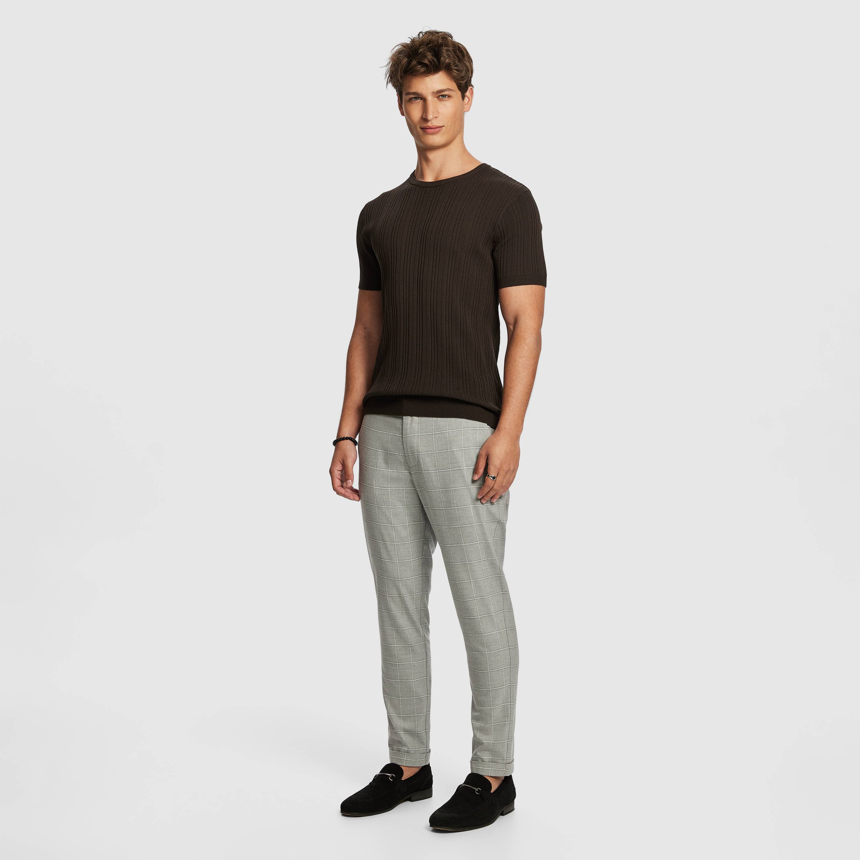 Kane Check Slim Cropped Chino
