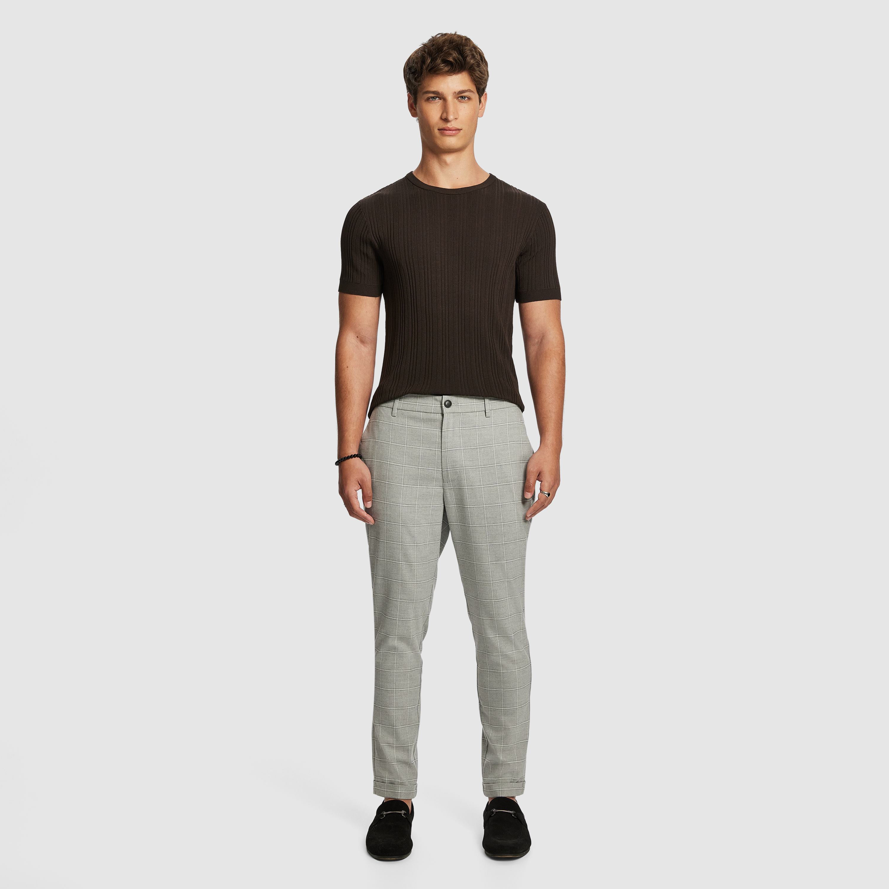 Kane Check Slim Cropped Chino