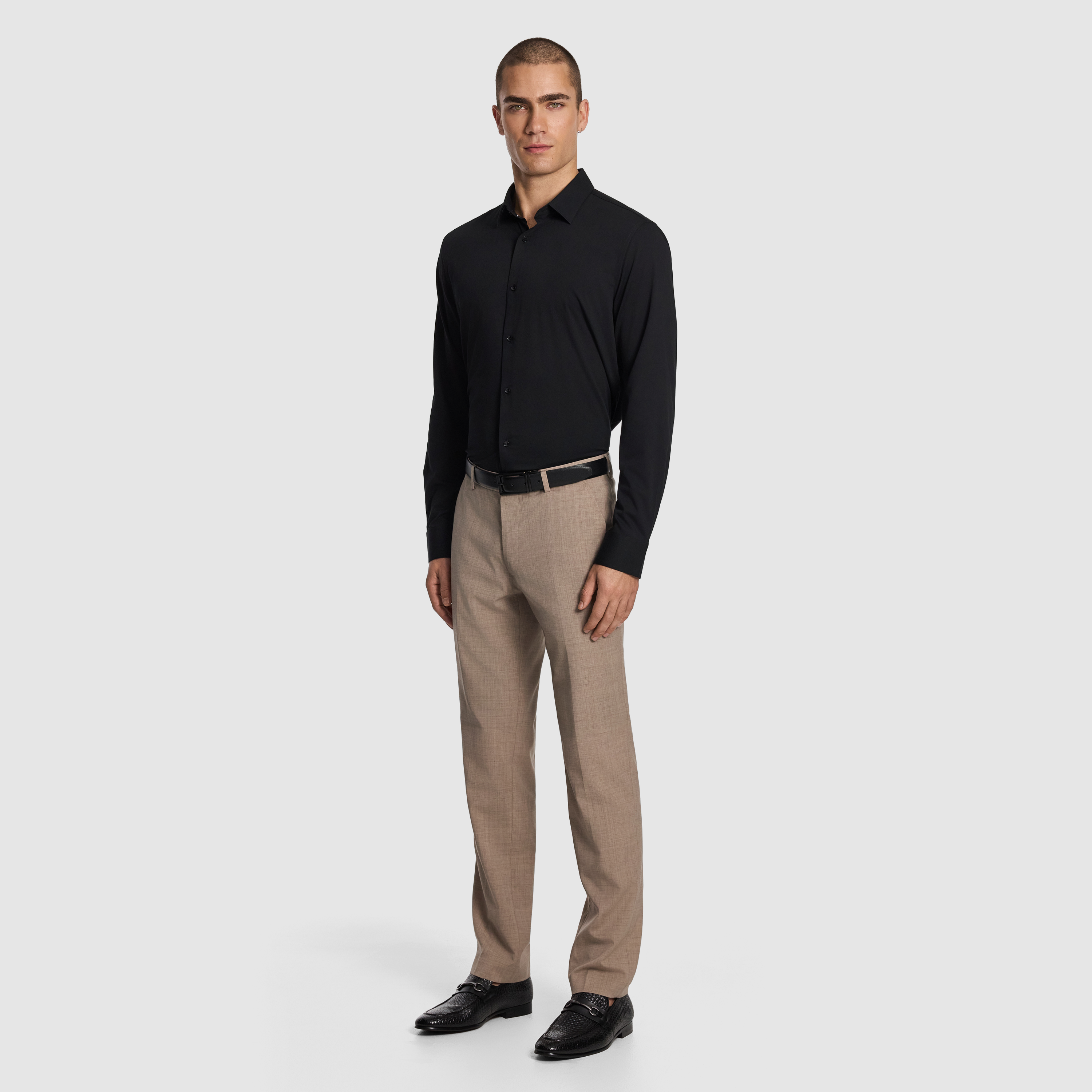 Black Frango Bamboo Slim Fit Dress Shirt