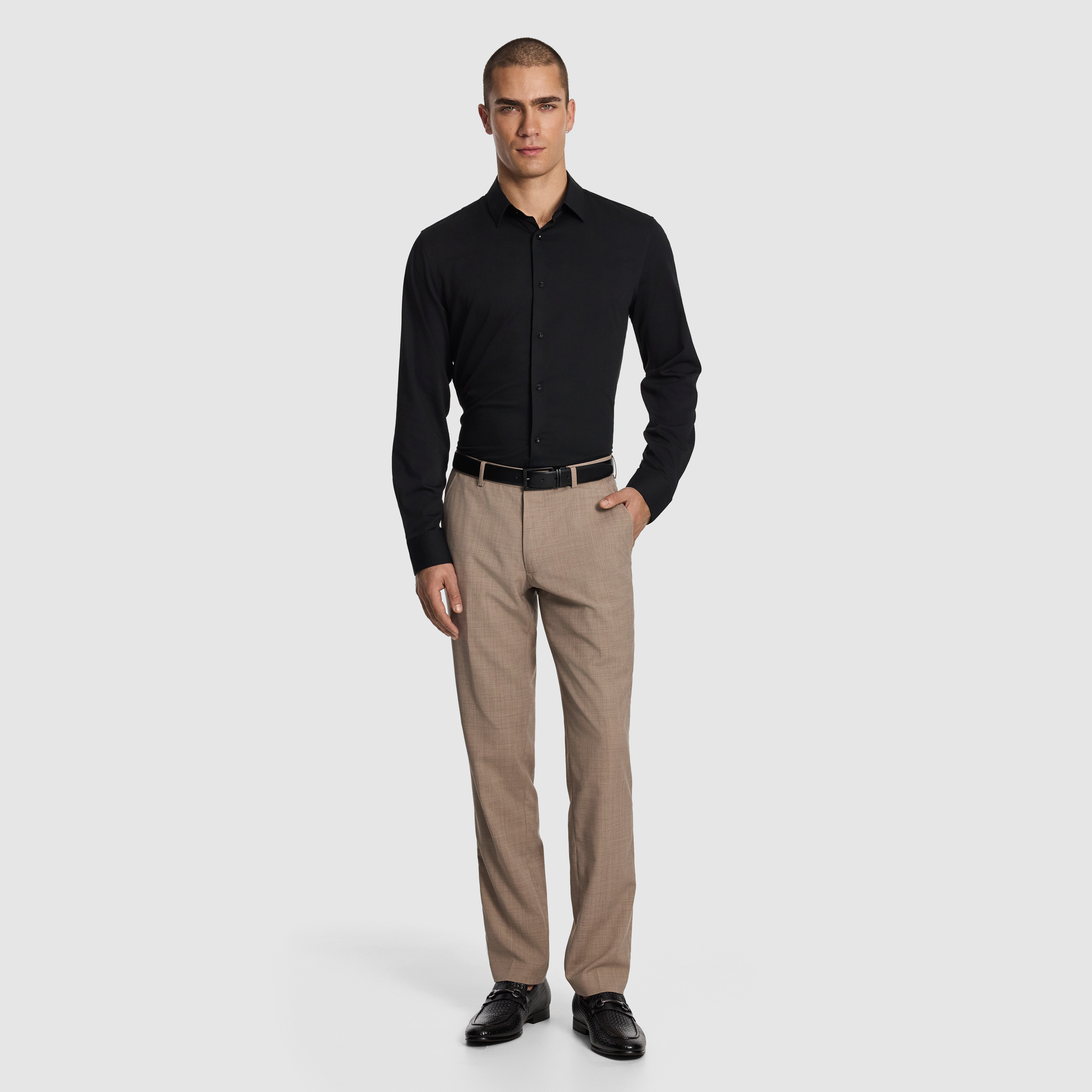 Black Frango Bamboo Slim Fit Dress Shirt