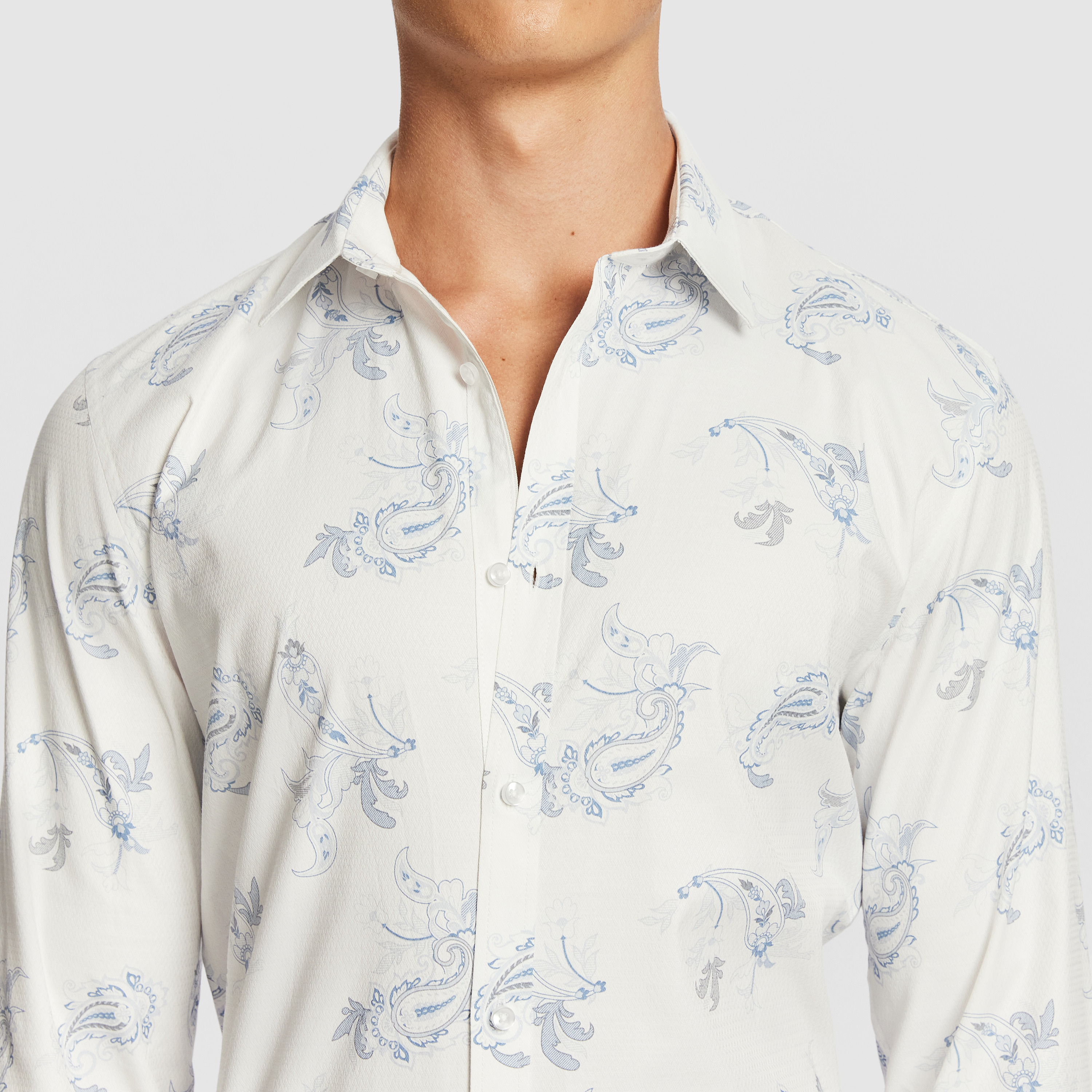 White Morella Slim Paisley Shirt