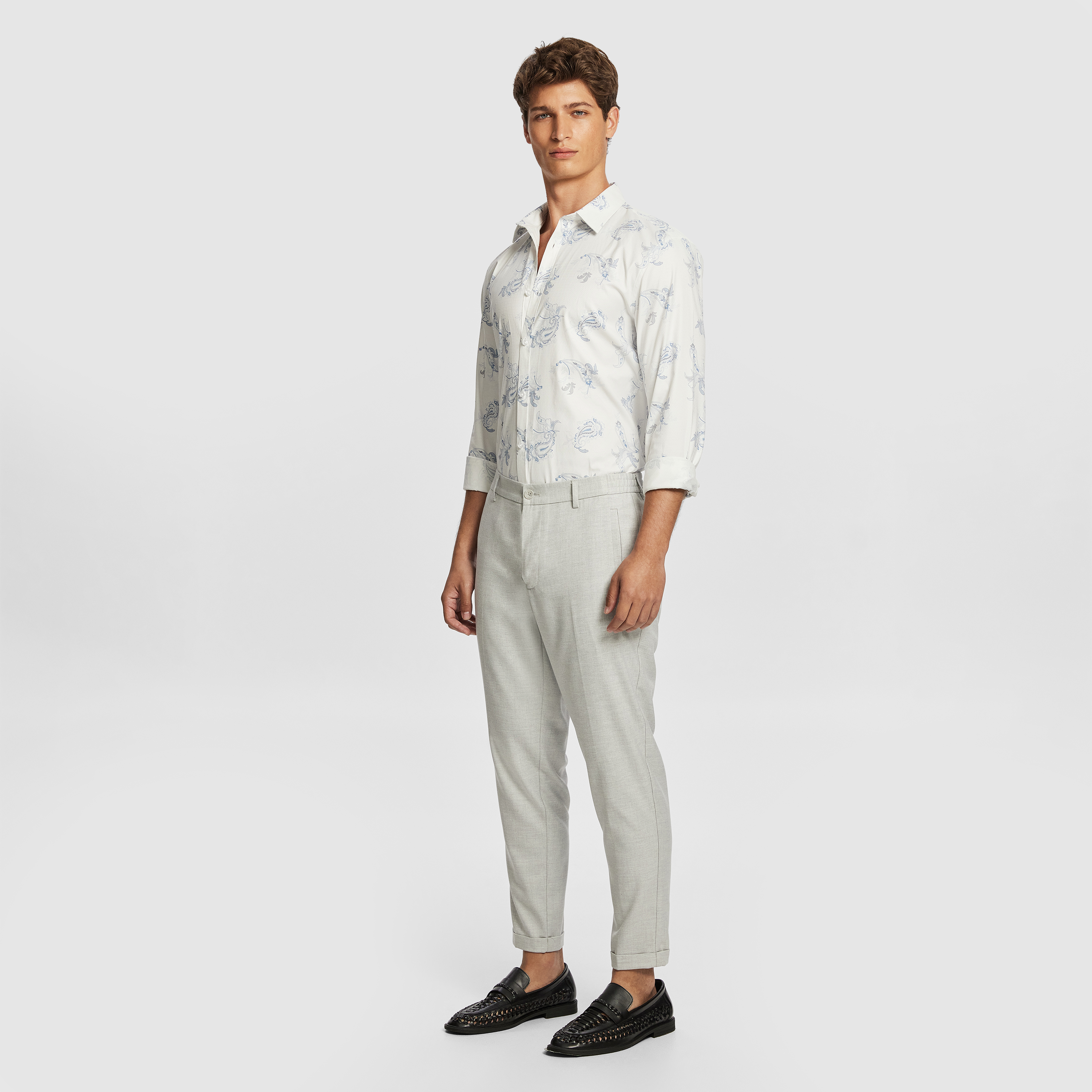 White Morella Slim Paisley Shirt