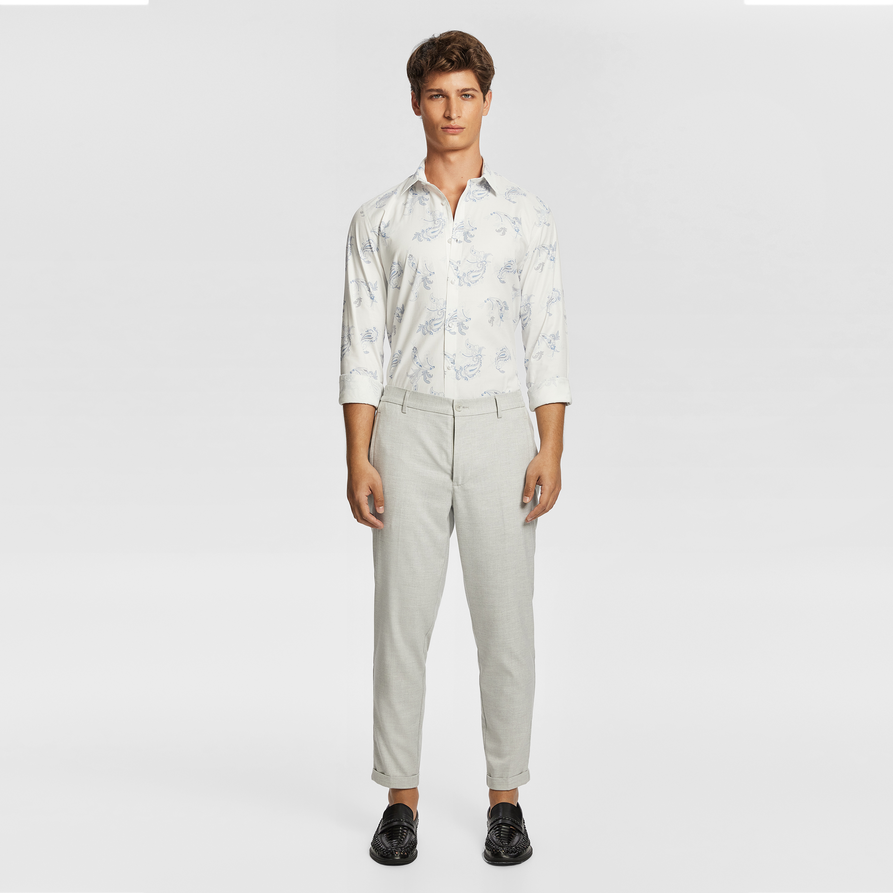 White Morella Slim Paisley Shirt