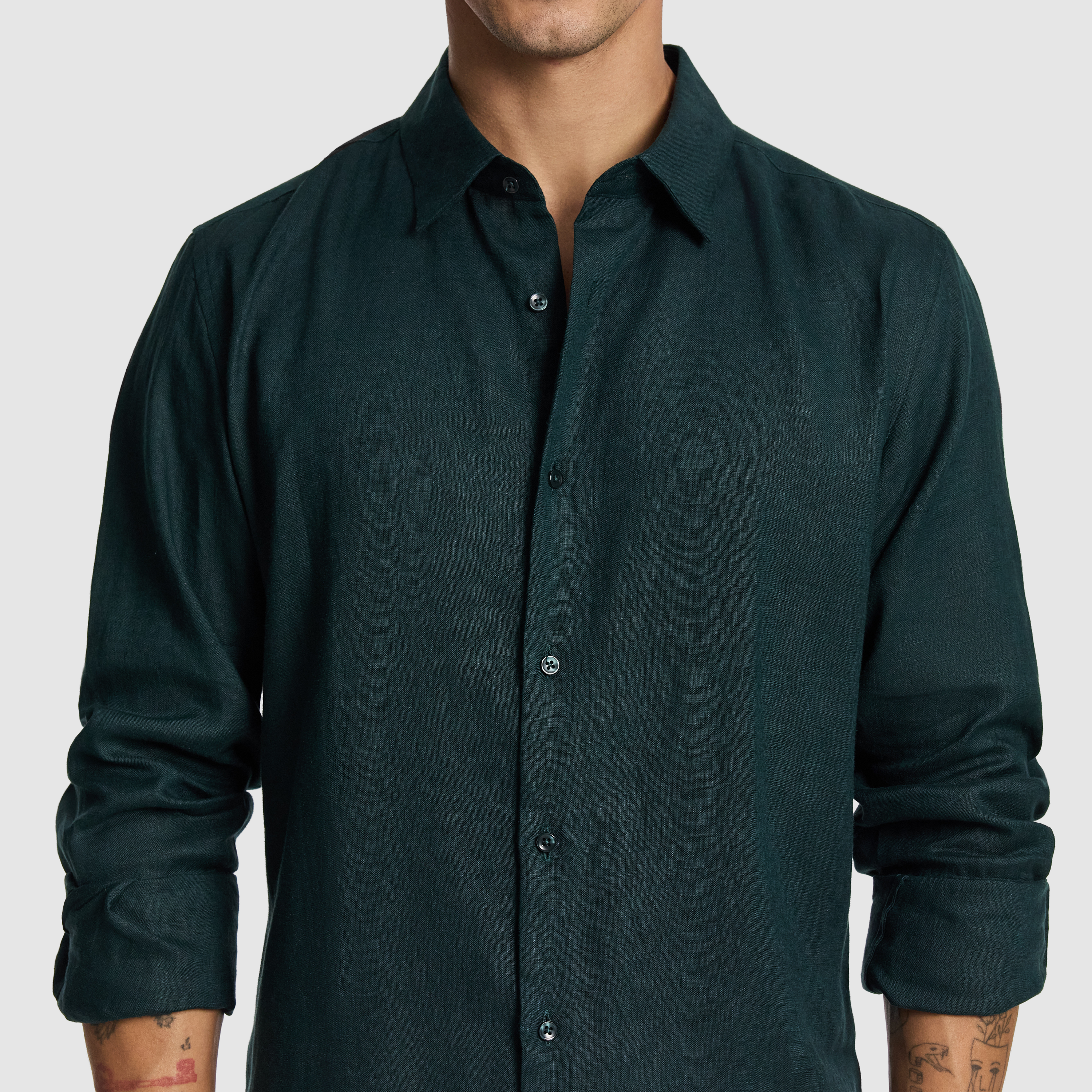 Dark Green Malta Smart Slim Linen Shirt