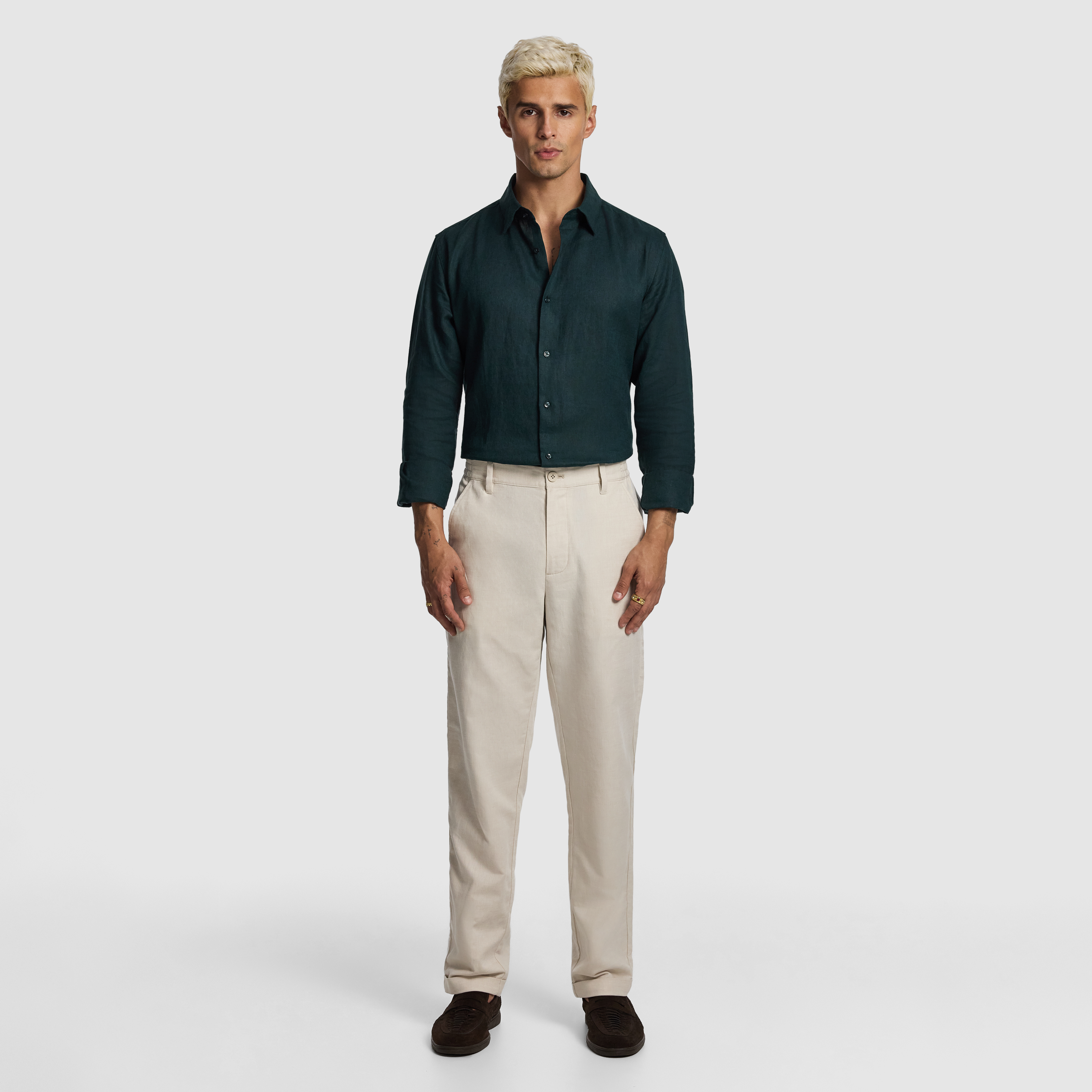 Dark Green Malta Smart Slim Linen Shirt