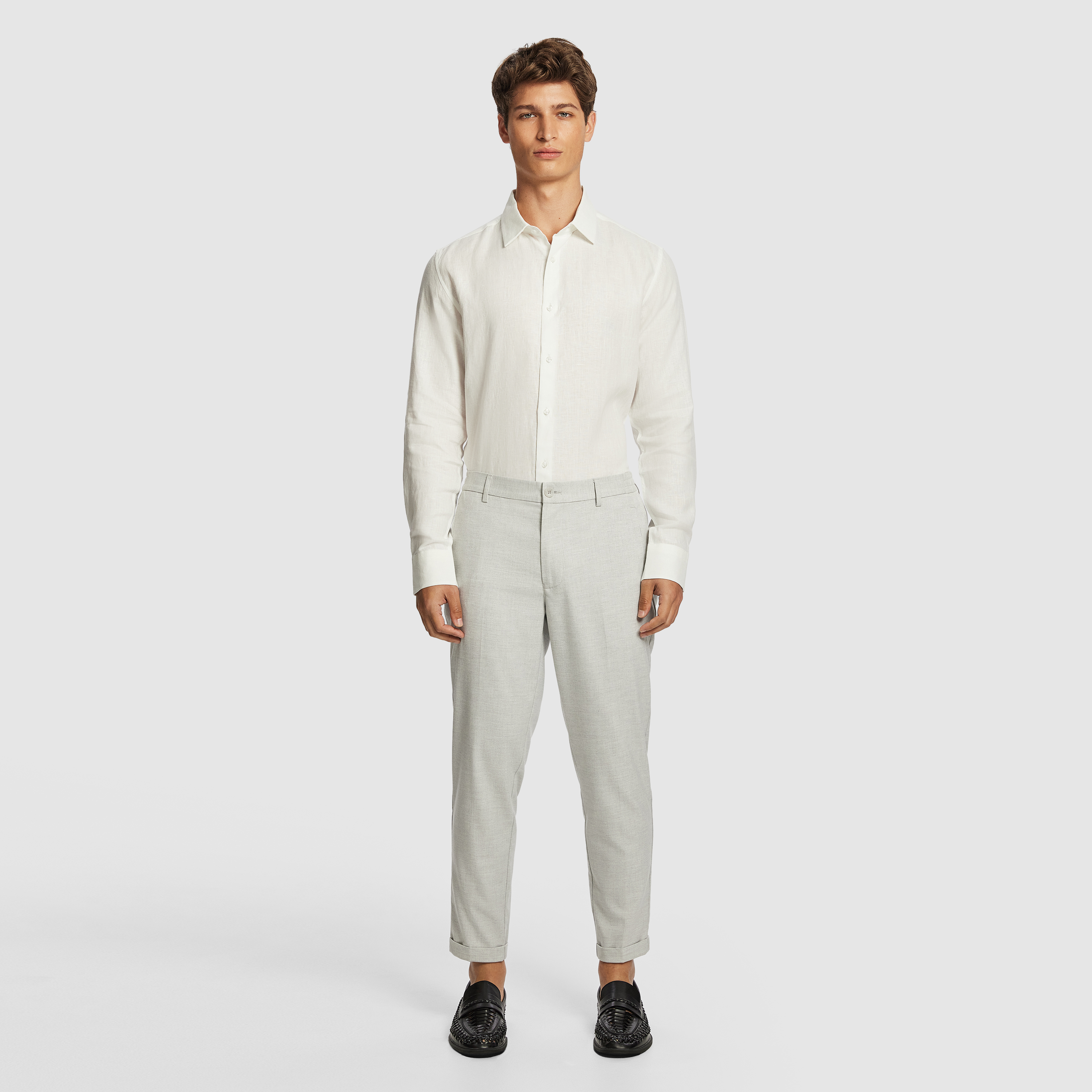 White Malta Smart Slim Linen Shirt