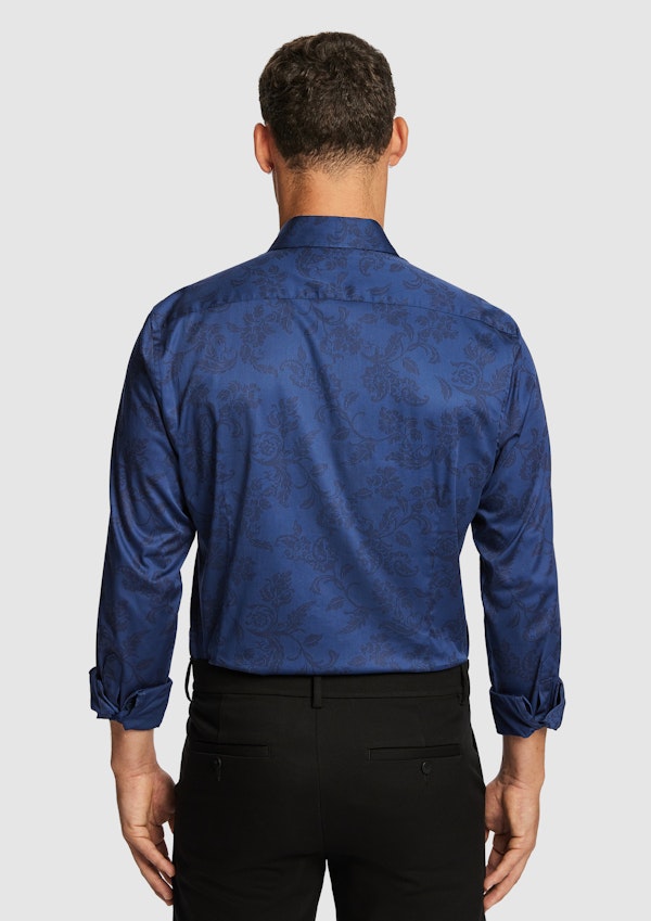 Navy Elimatta Slim Paisley Shirt