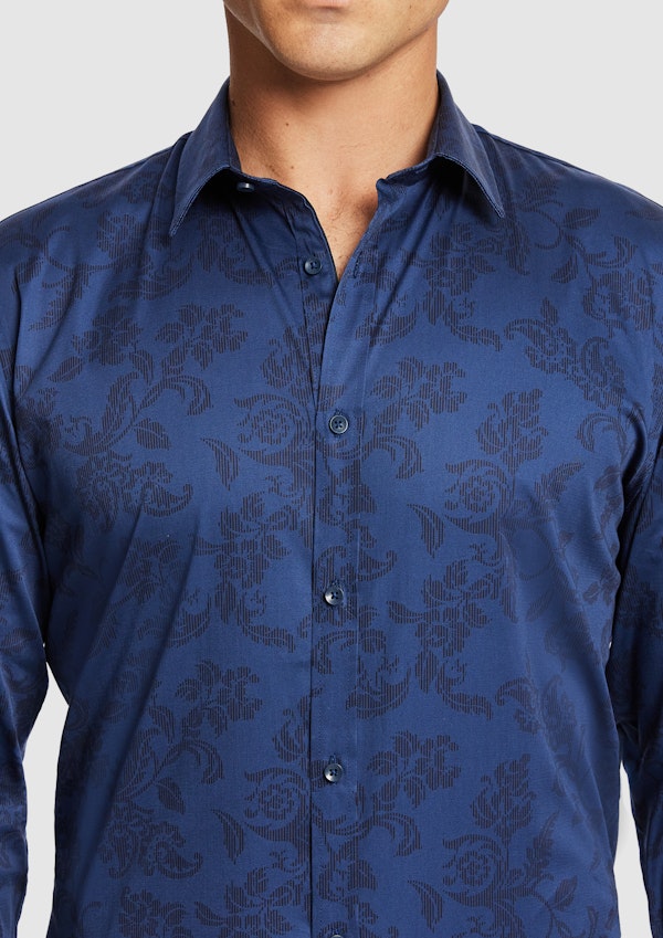 Navy Elimatta Slim Paisley Shirt