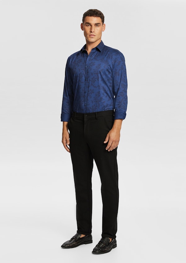 Navy Elimatta Slim Paisley Shirt