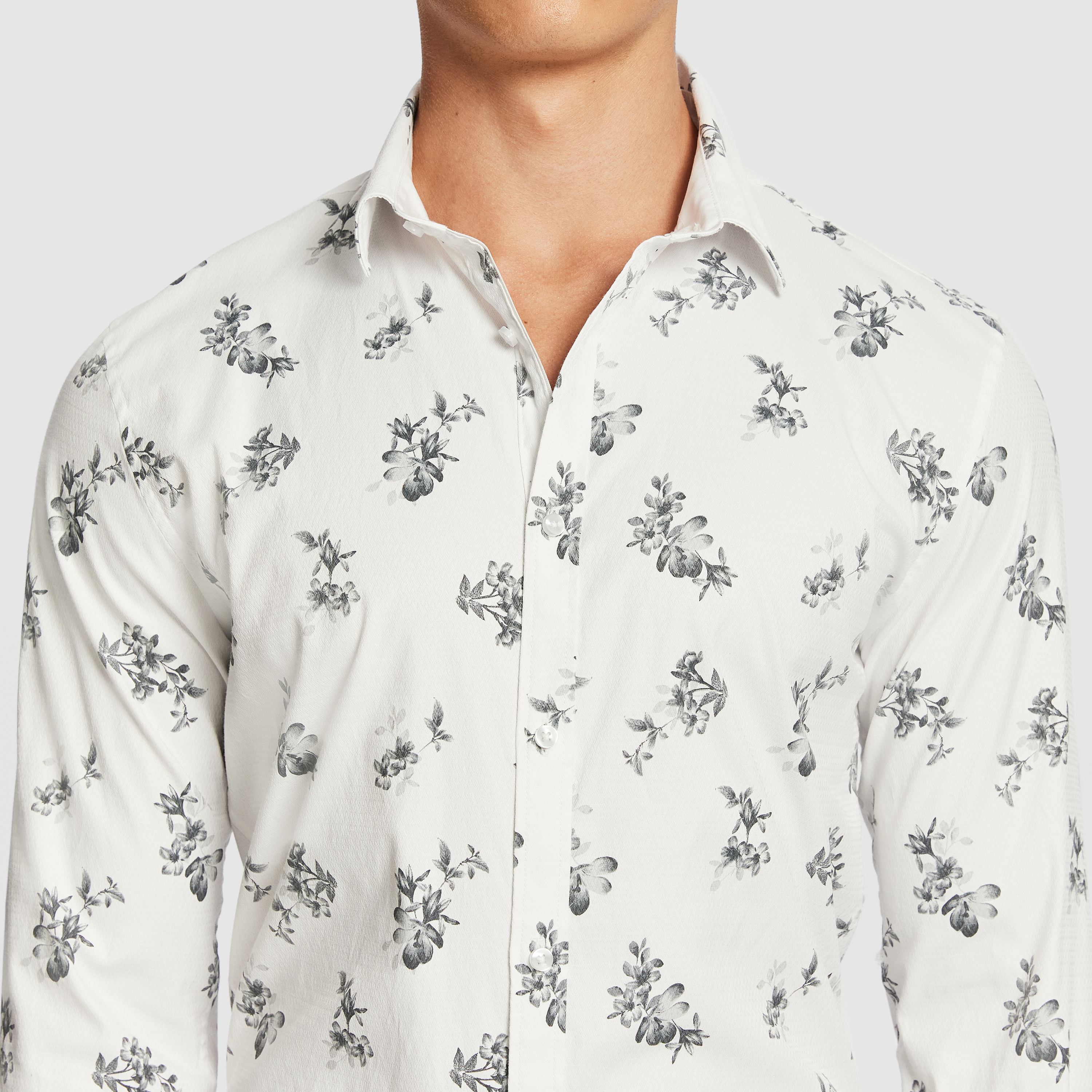 Light Grey Palisade Slim Floral Shirt