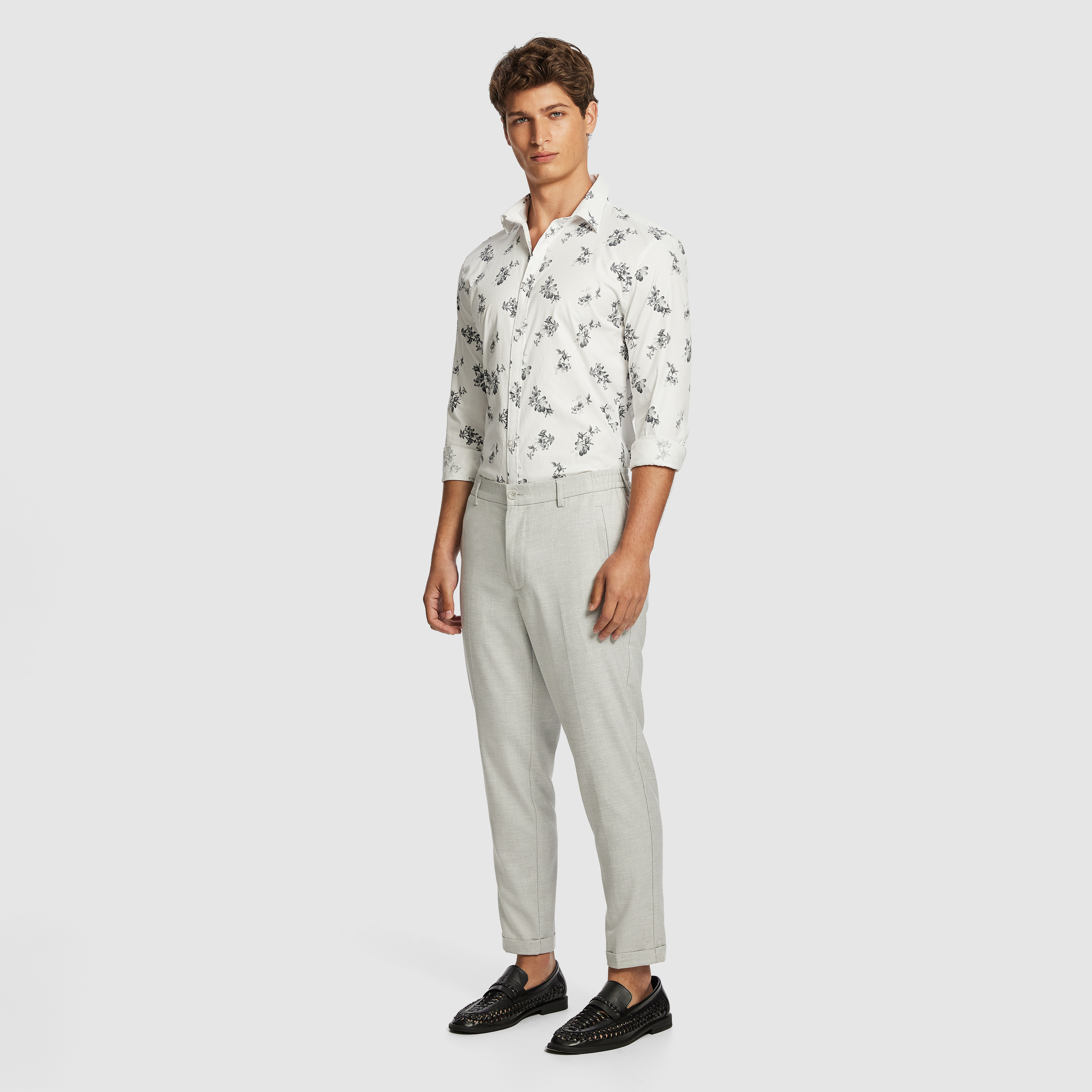 Light Grey Palisade Slim Floral Shirt