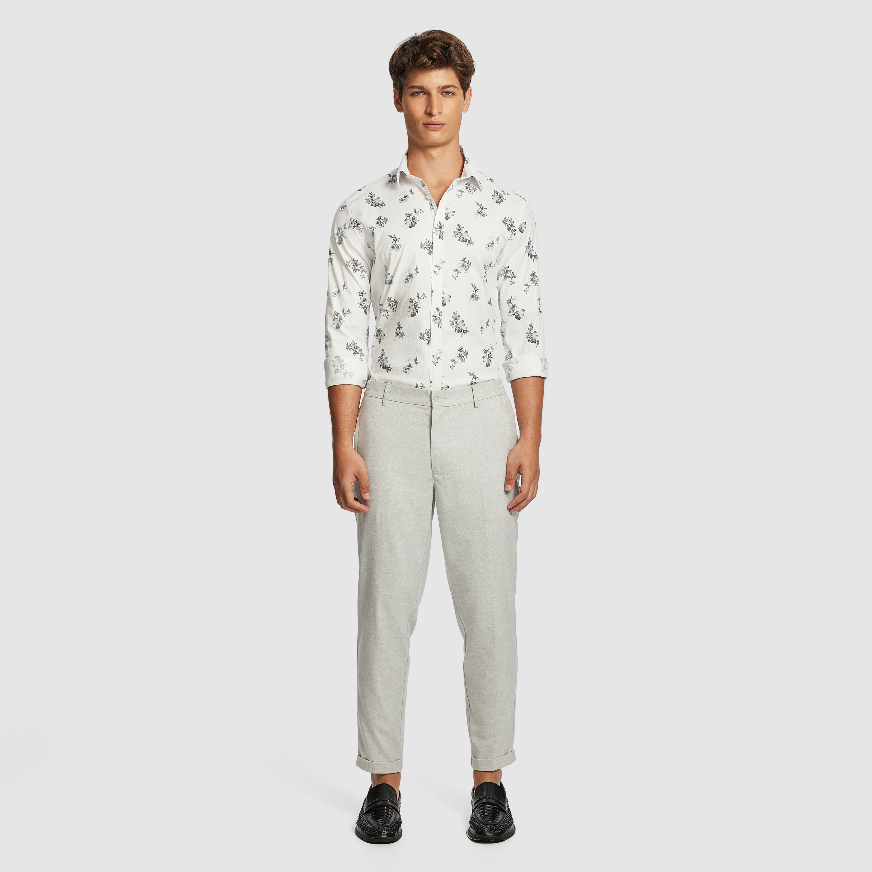 Light Grey Palisade Slim Floral Shirt