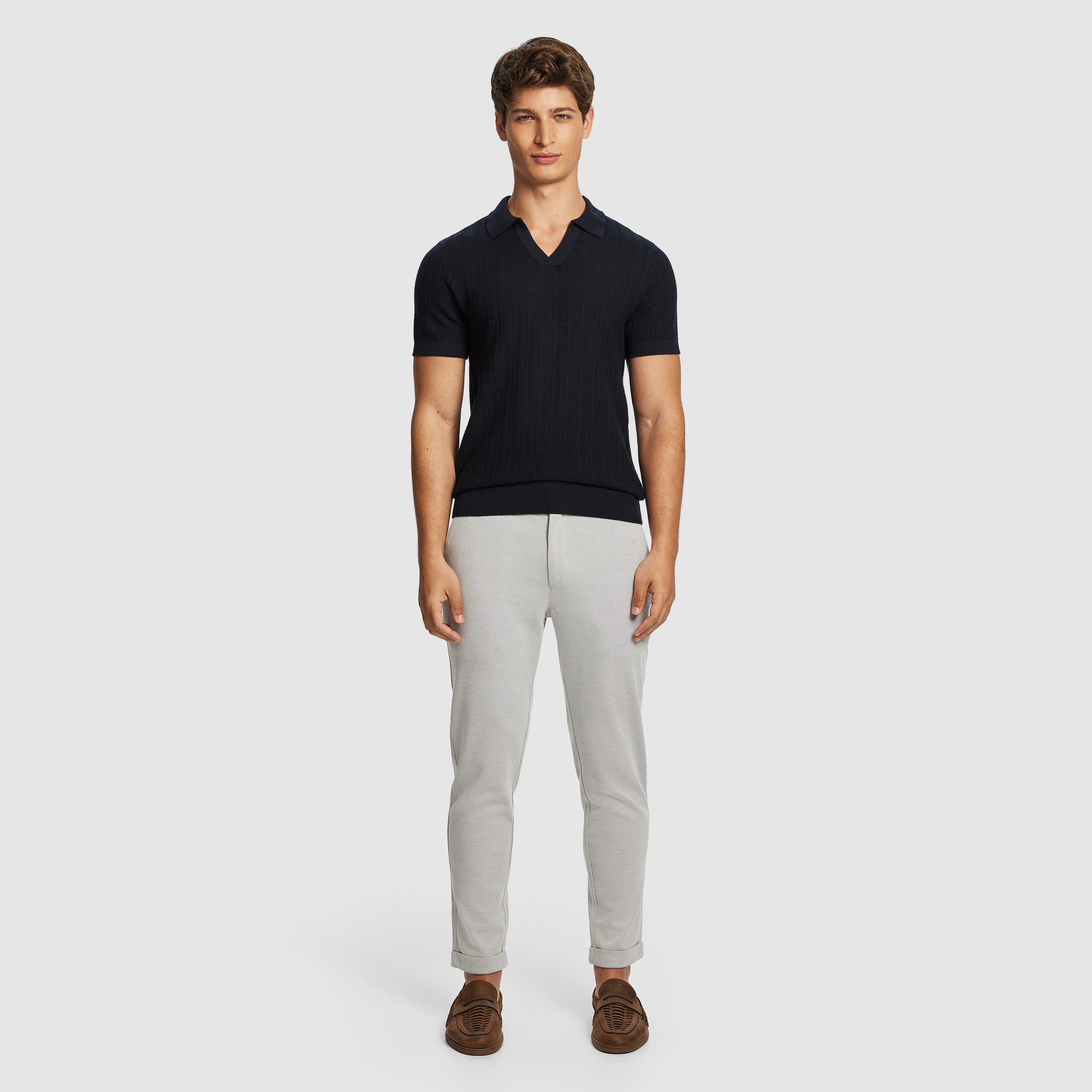 Navy Manly Knit Polo Shirt