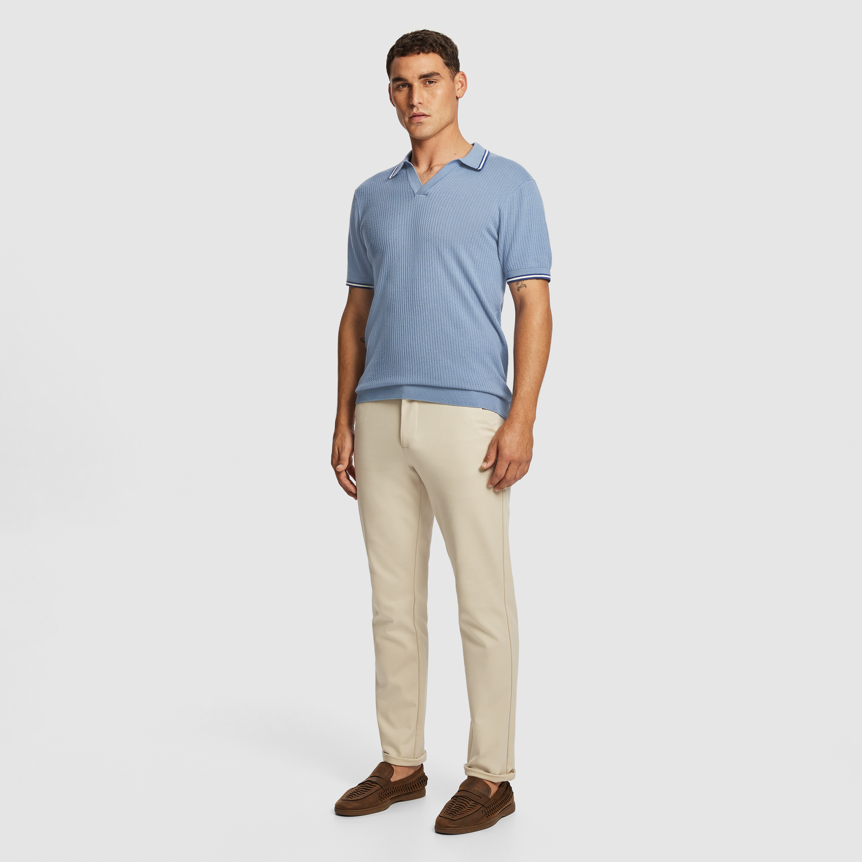 Blue Dusty Knit Polo Shirt
