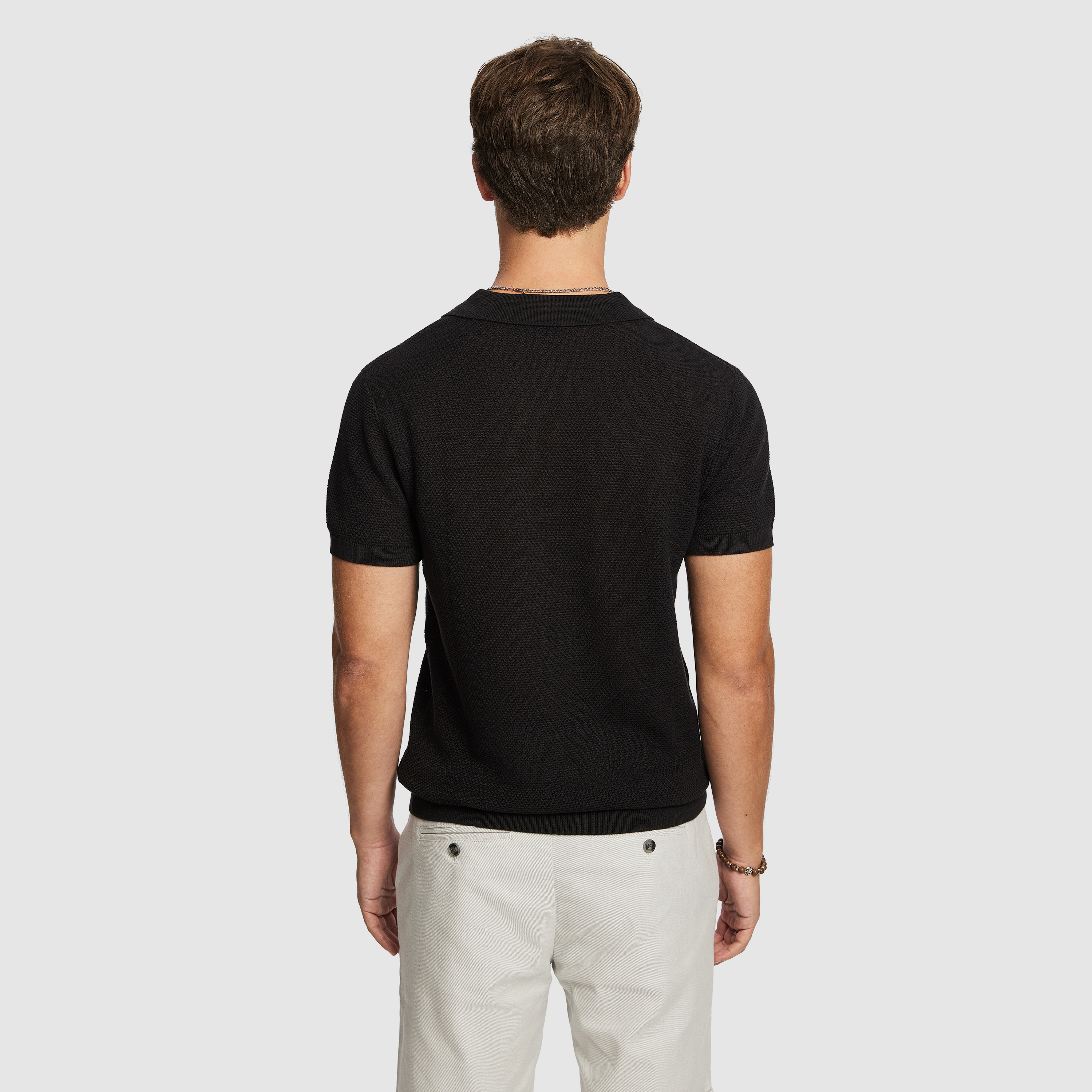 Black Rhodes Knit Polo Shirt