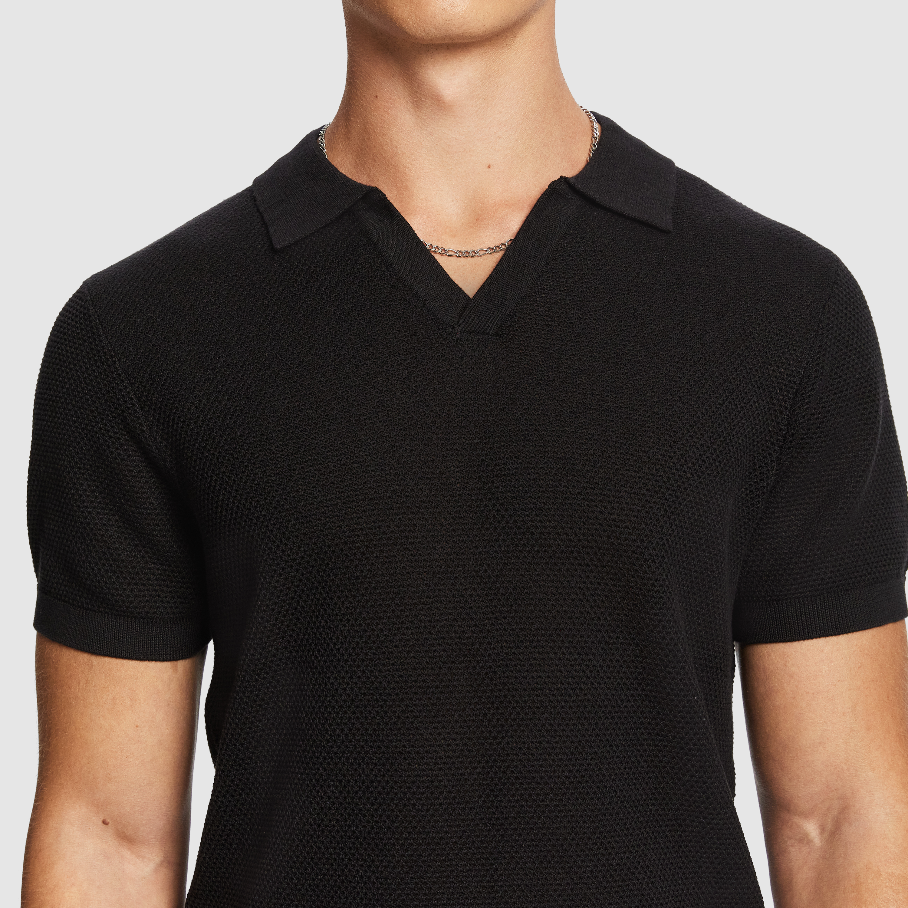 Black Rhodes Knit Polo Shirt