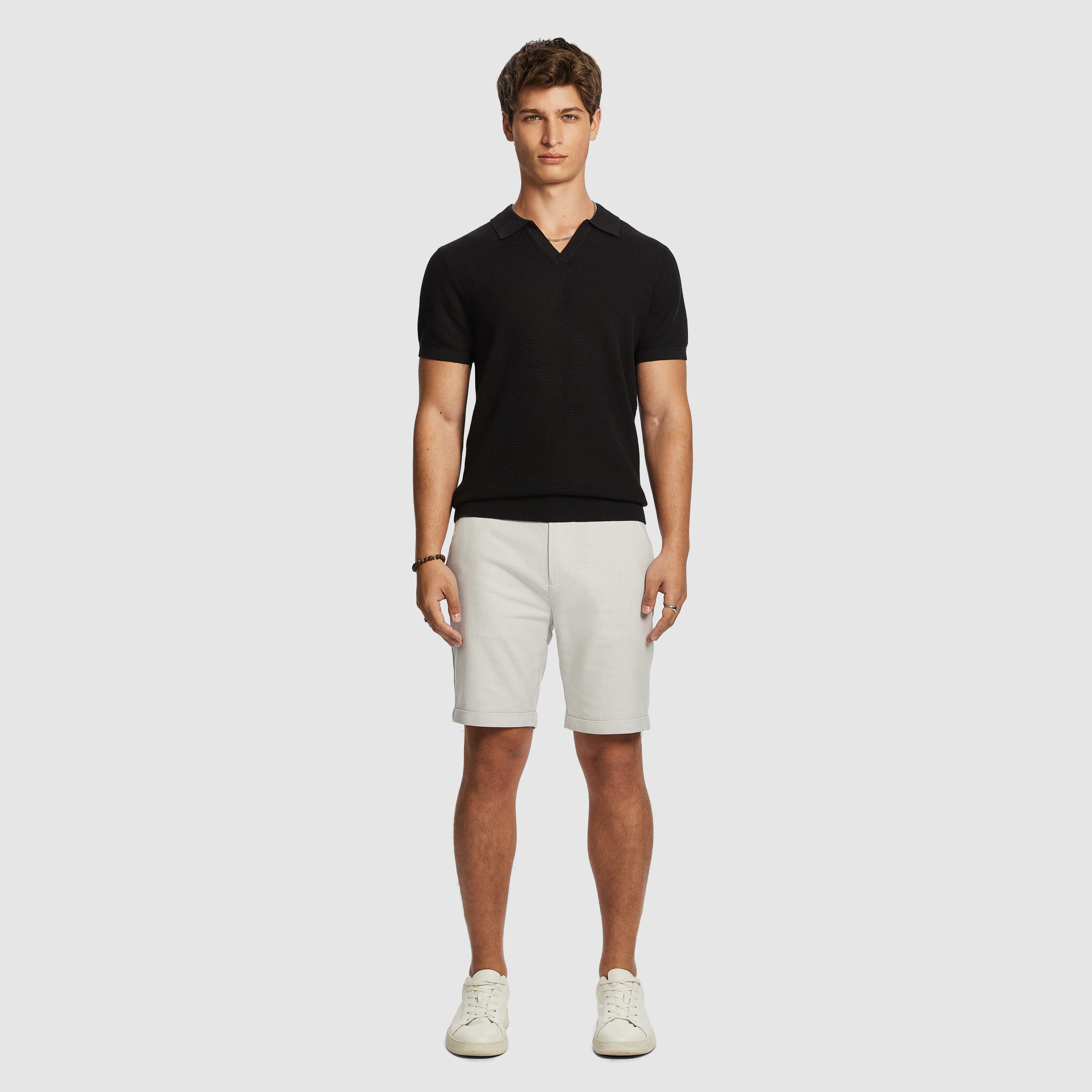Black Rhodes Knit Polo Shirt