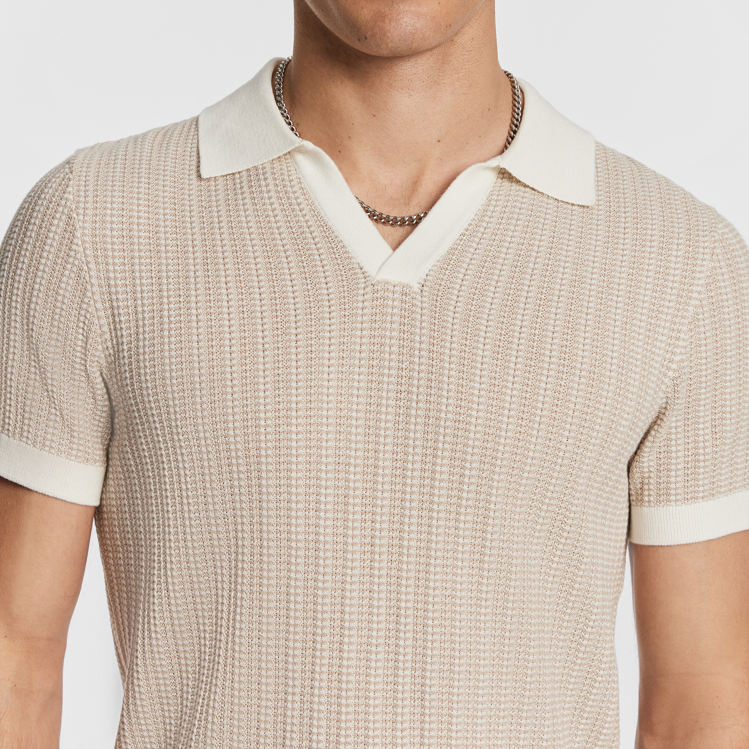 Natural Bilgola Knit Polo Shirt