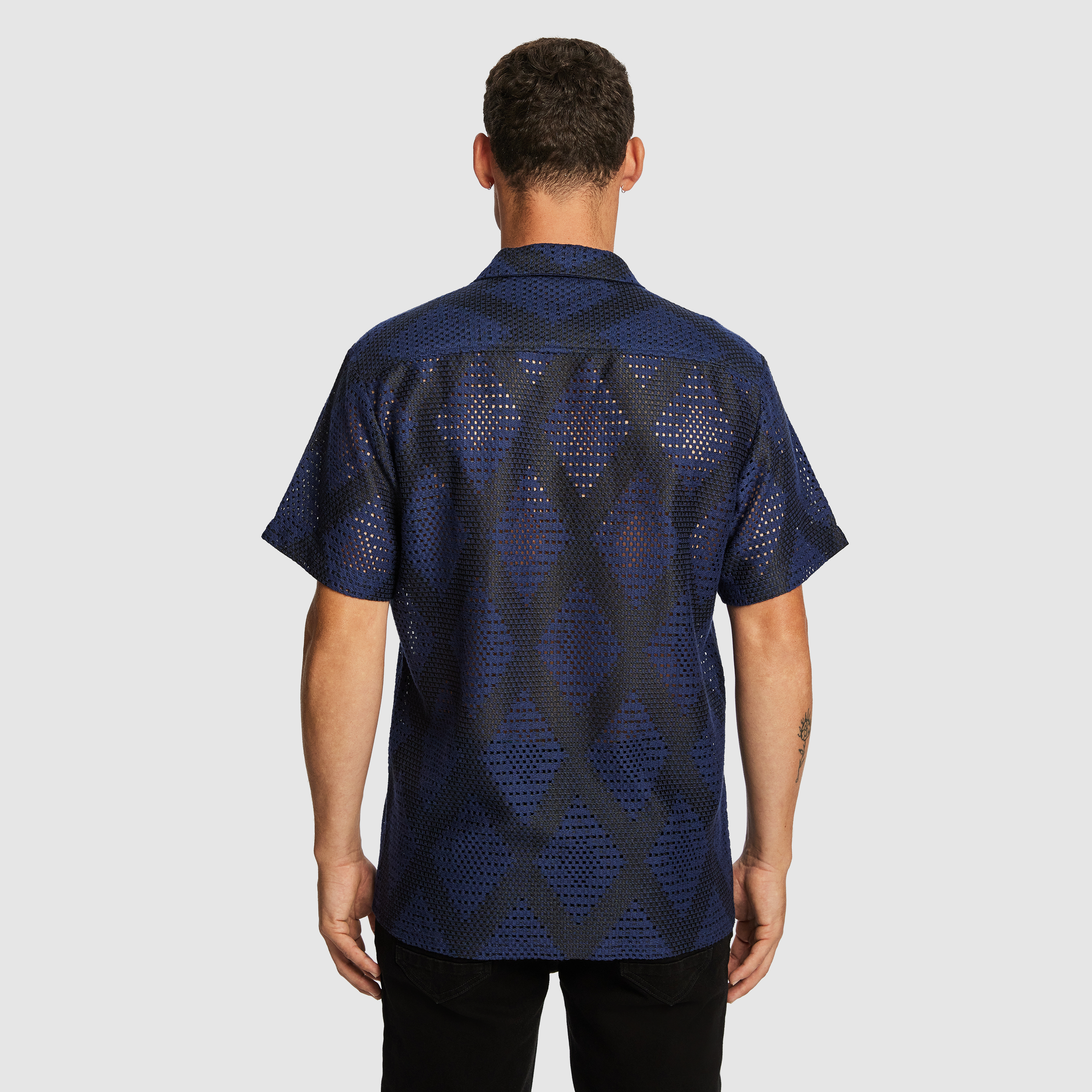 Navy Neil Crochet Shirt