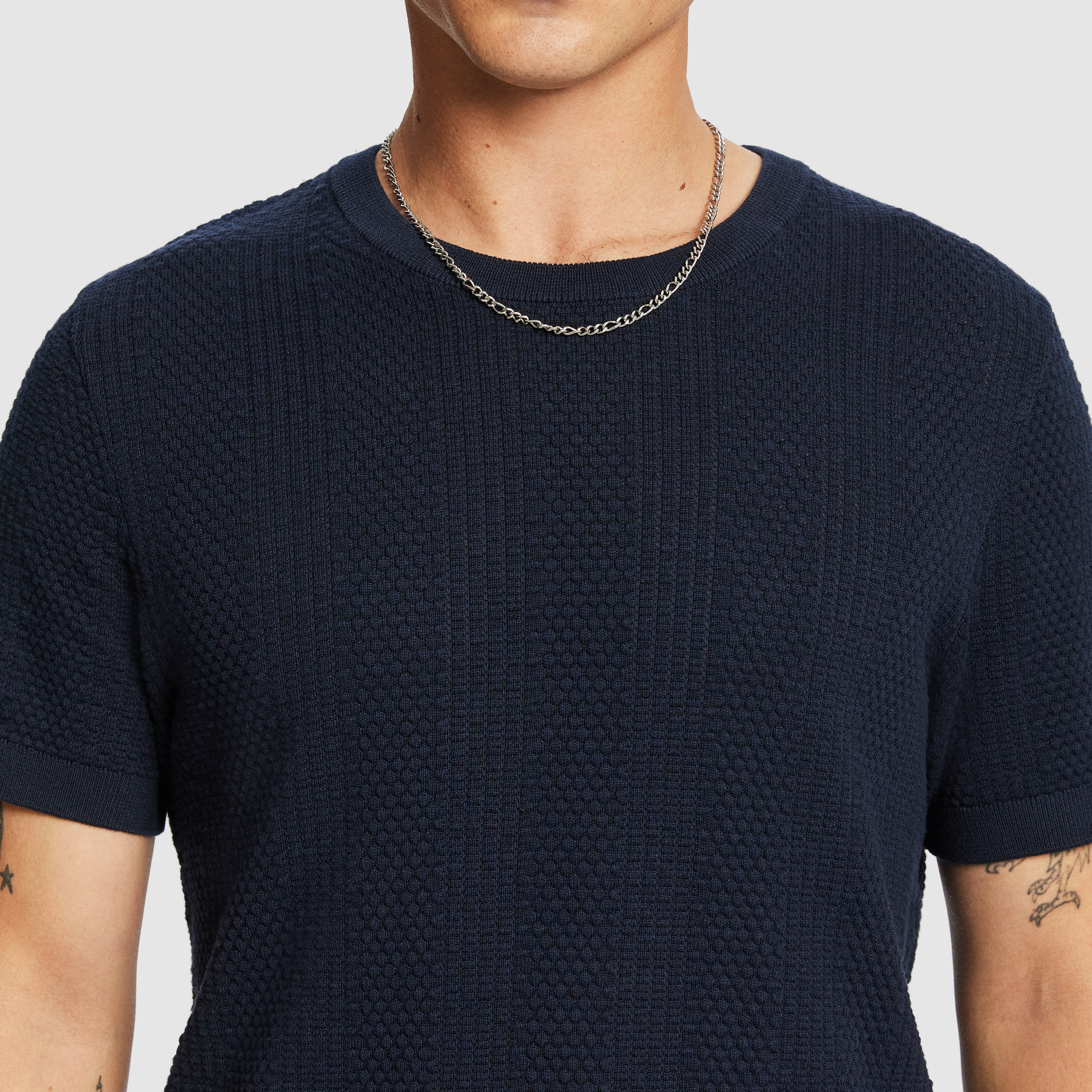 Navy Asher Knitted Tee