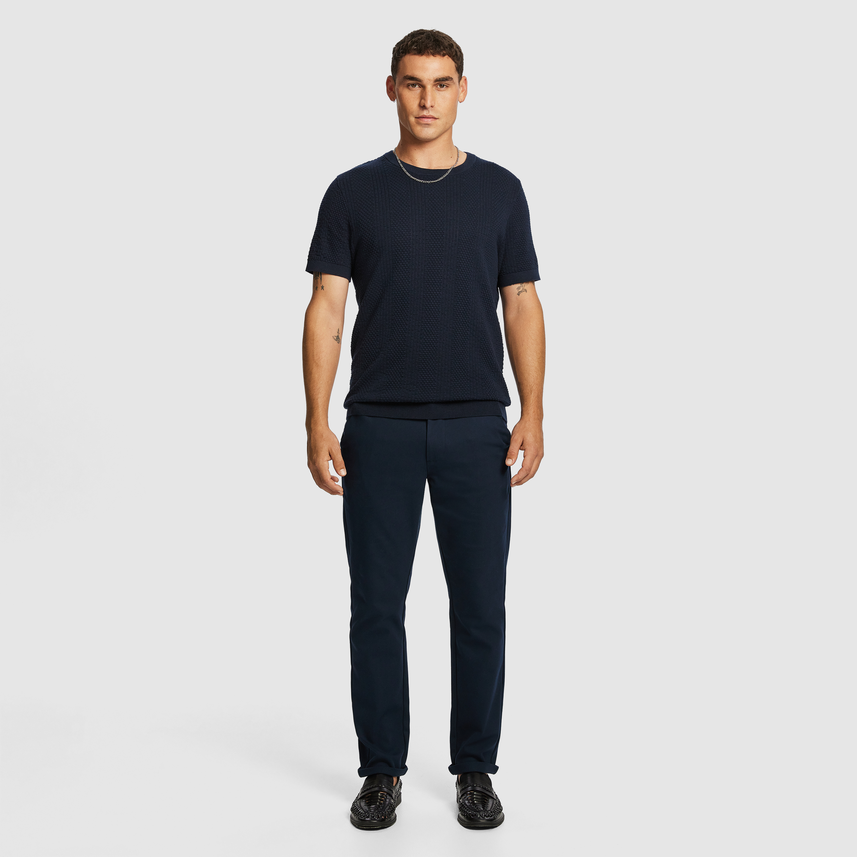 Navy Asher Knitted Tee