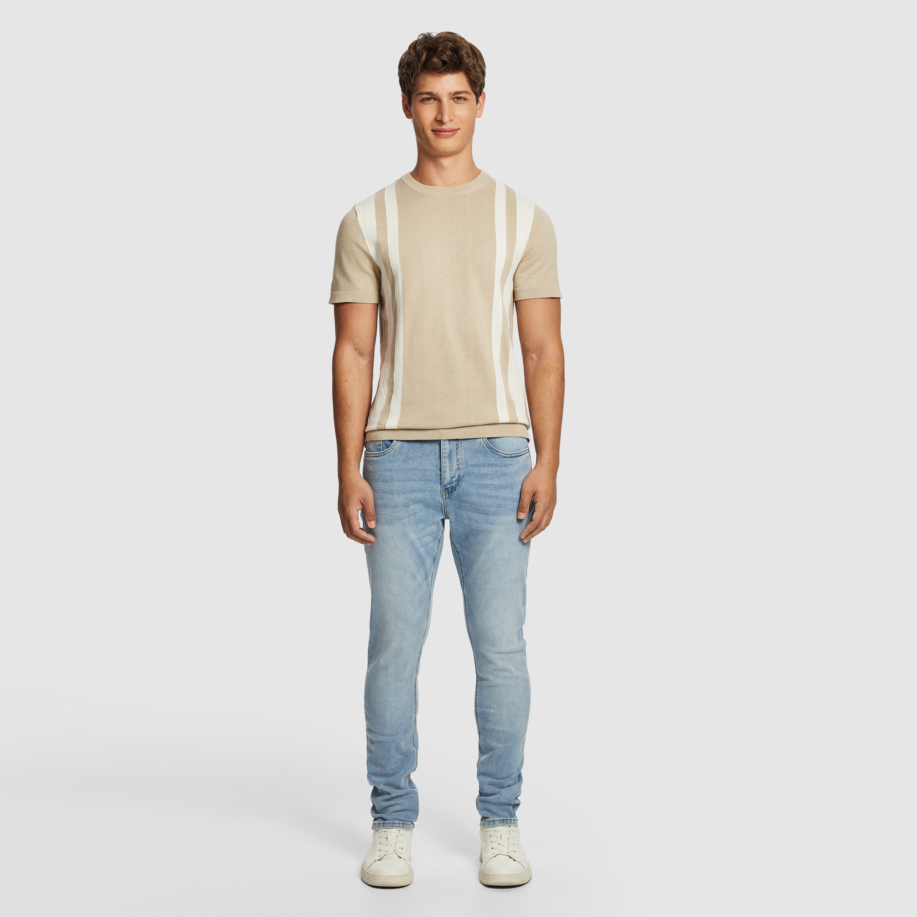 Natural Teddy Stripe Knitted Tee