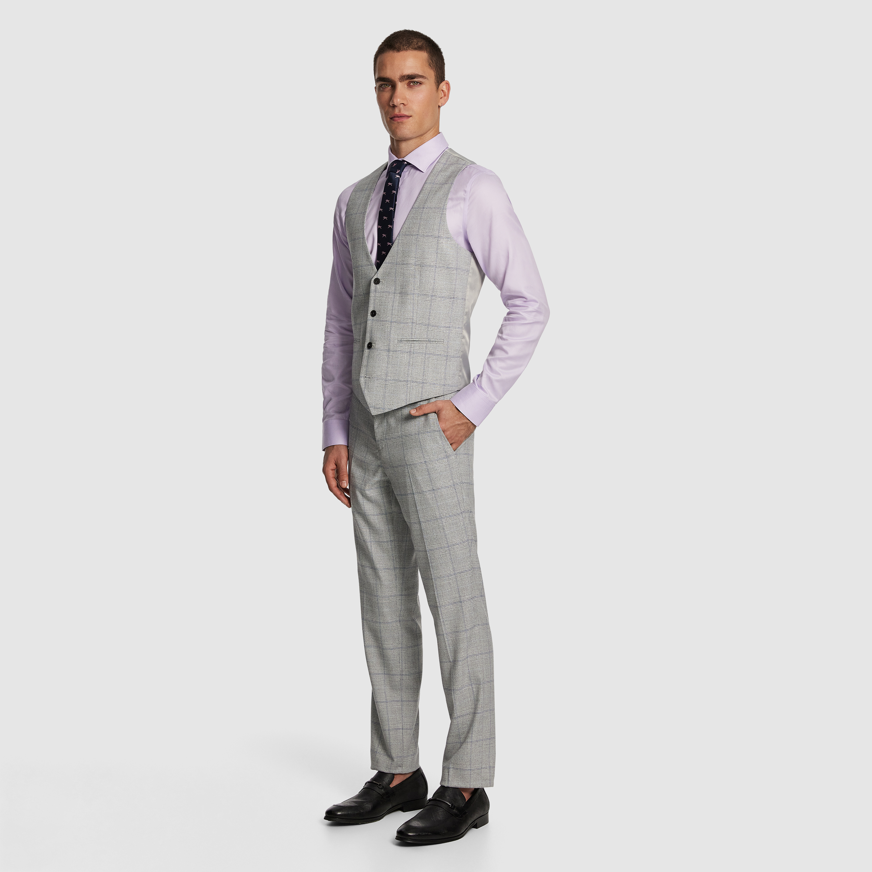 Grey Mentmore Check Waistcoat