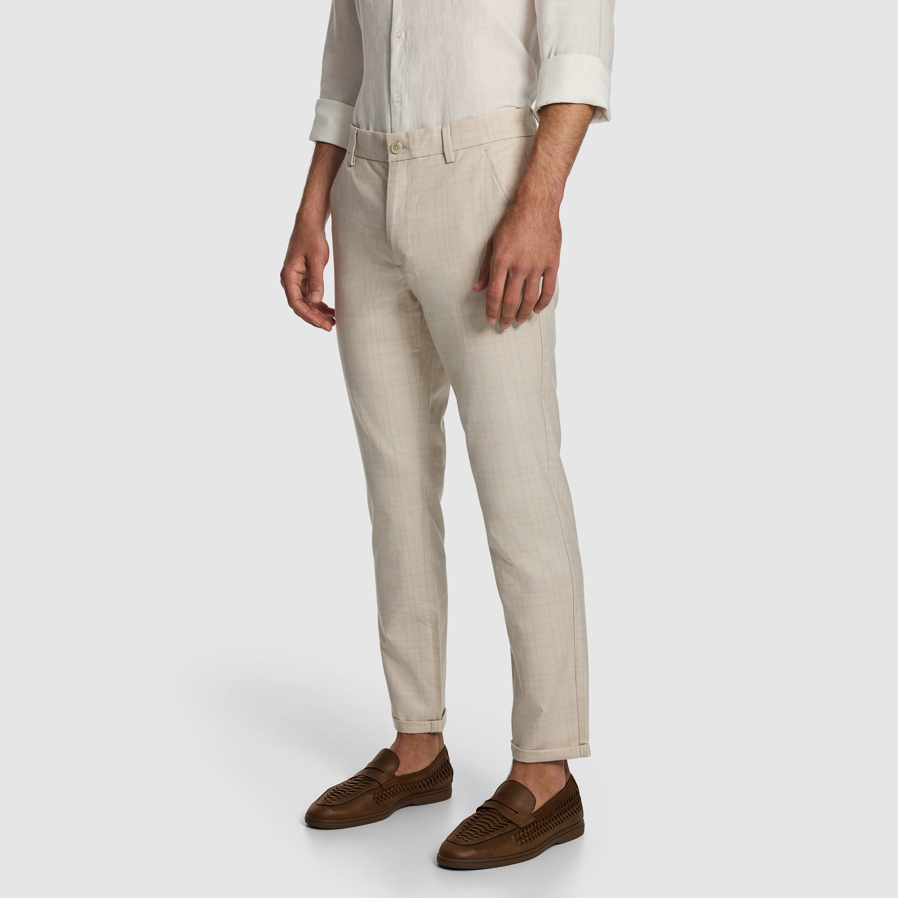 Natural Rafael Check Slim Chino