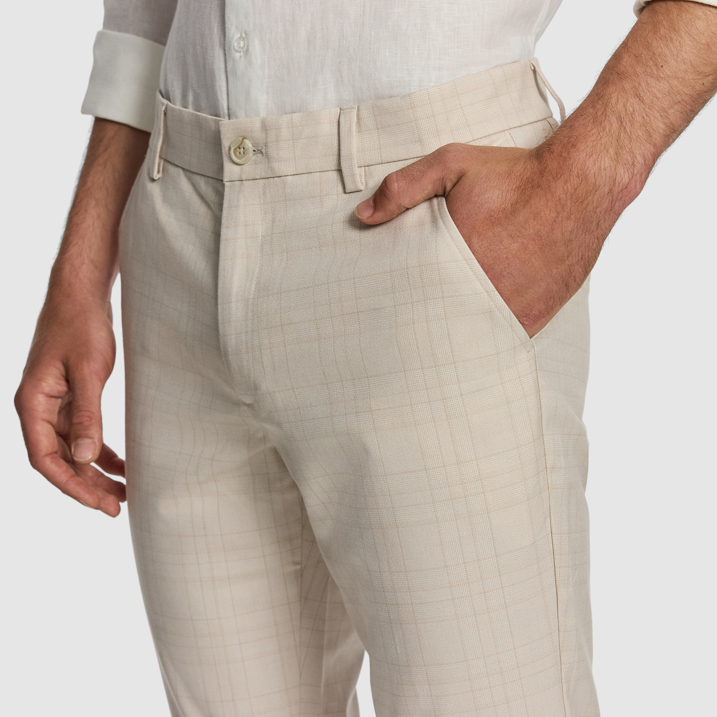 Natural Rafael Check Slim Chino