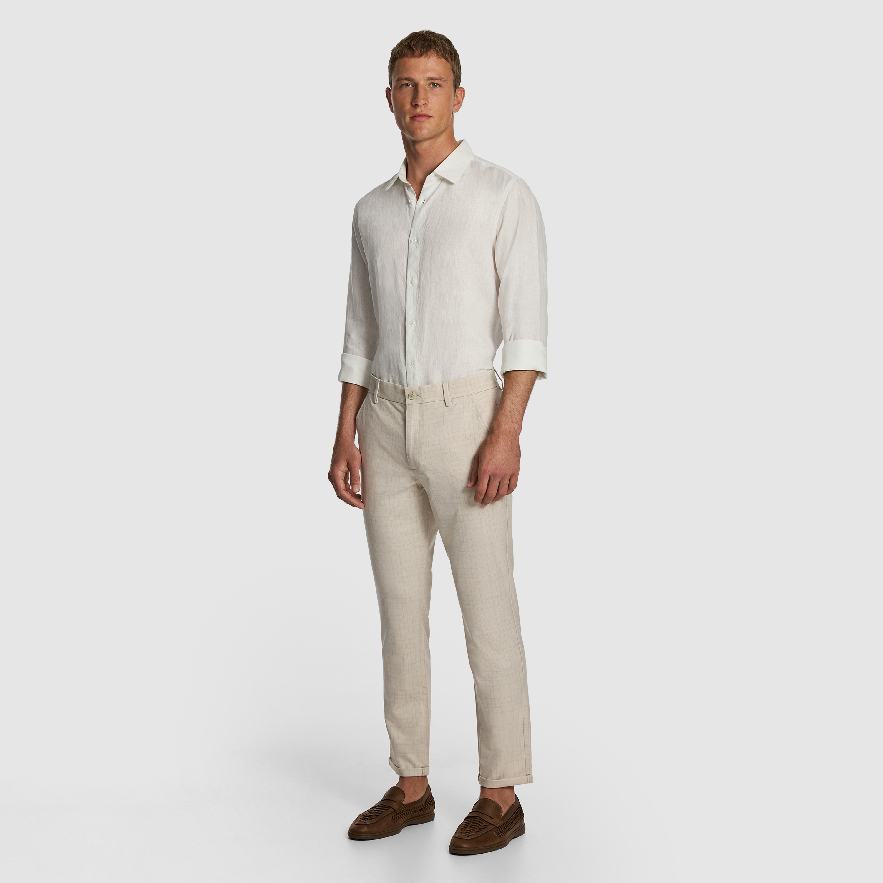 Natural Rafael Check Slim Chino