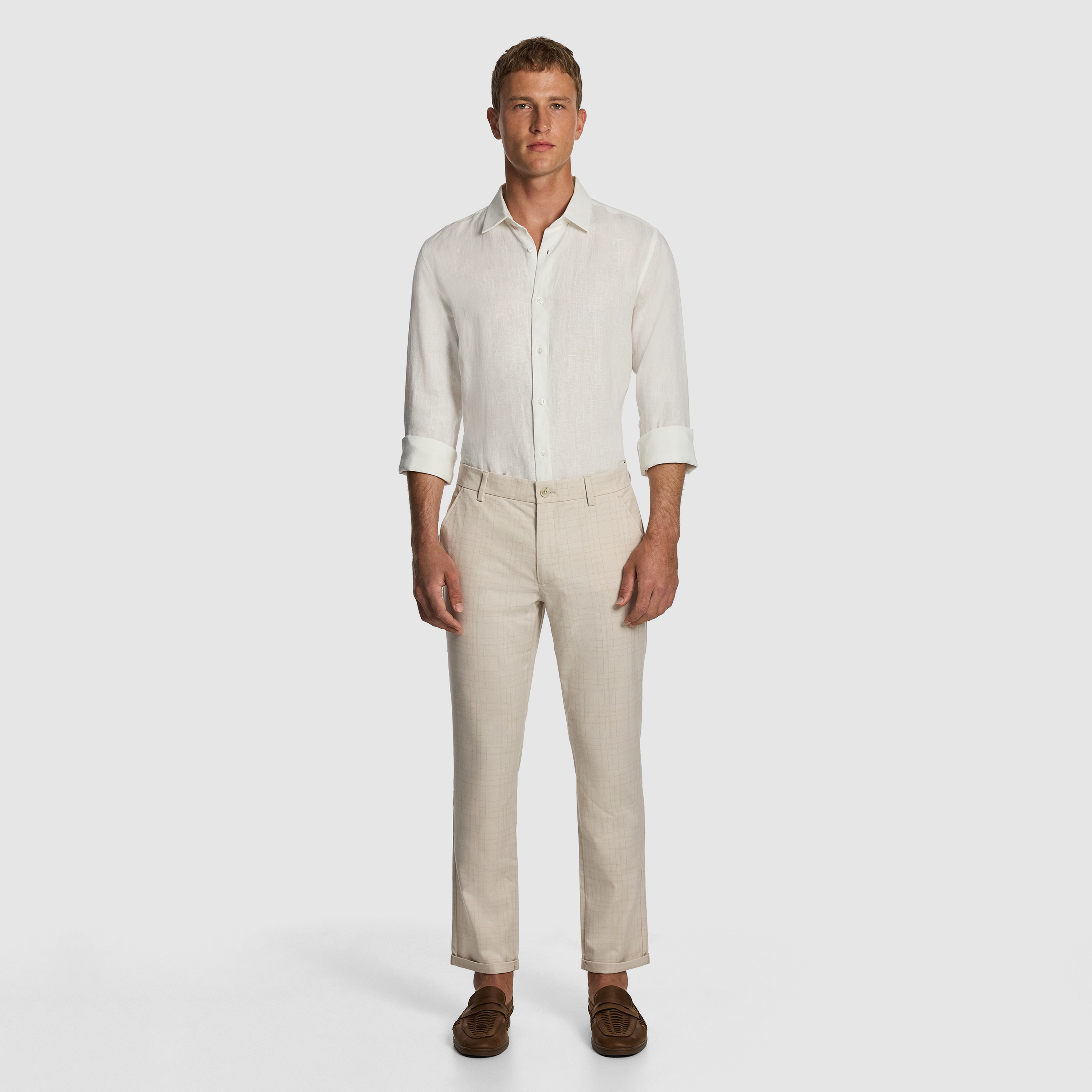 Natural Rafael Check Slim Chino