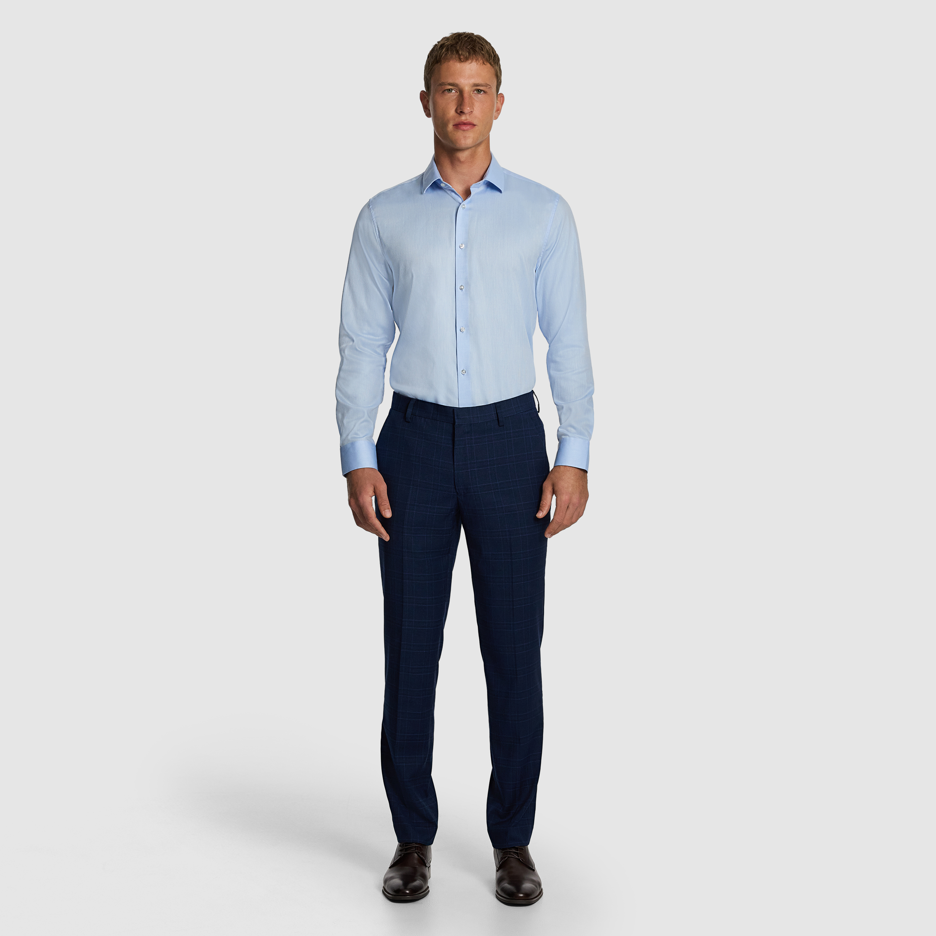 Light Blue Jaxx Regular Fit Stretch Dress Shirt