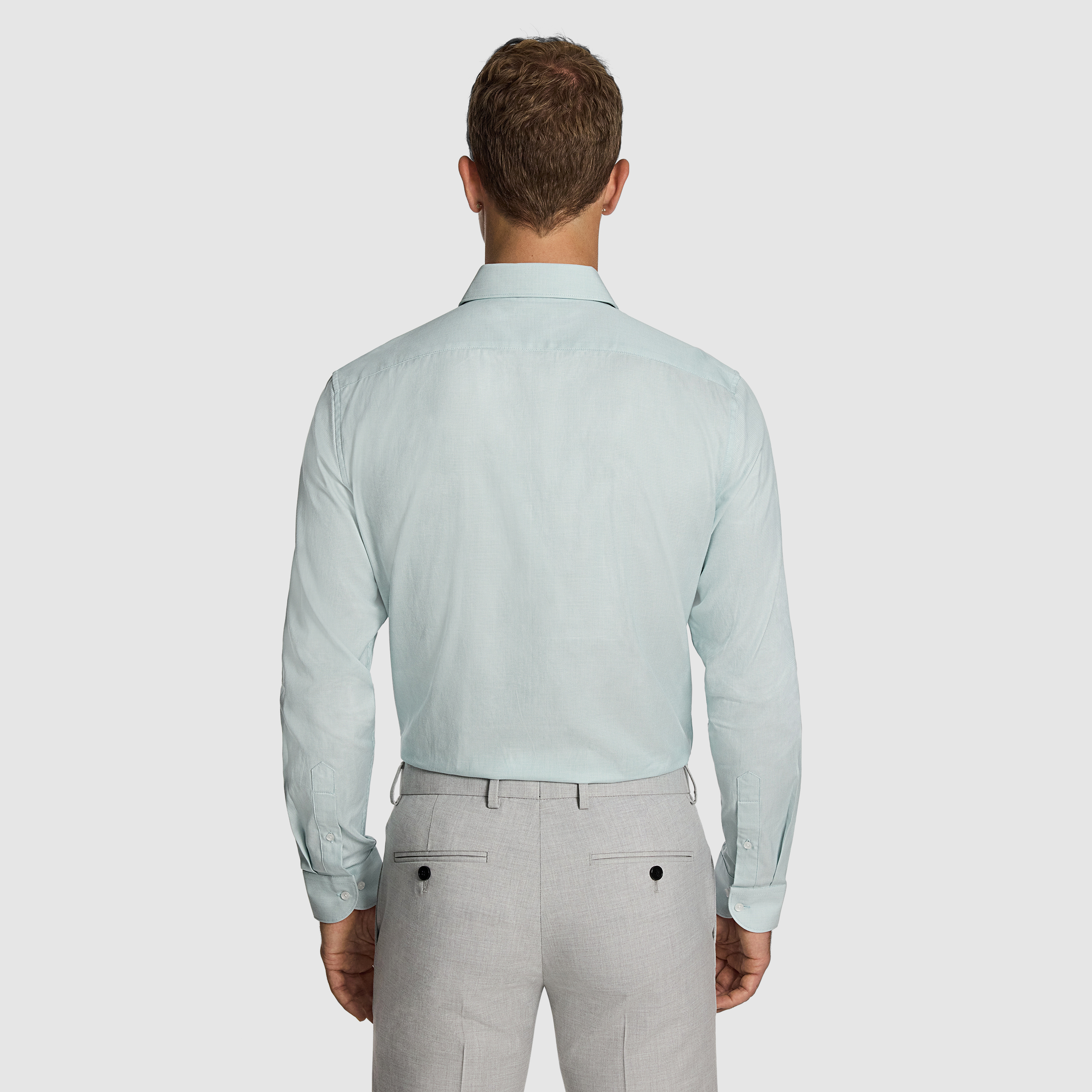 Mint Green Clover Slim Fit Dress Shirt