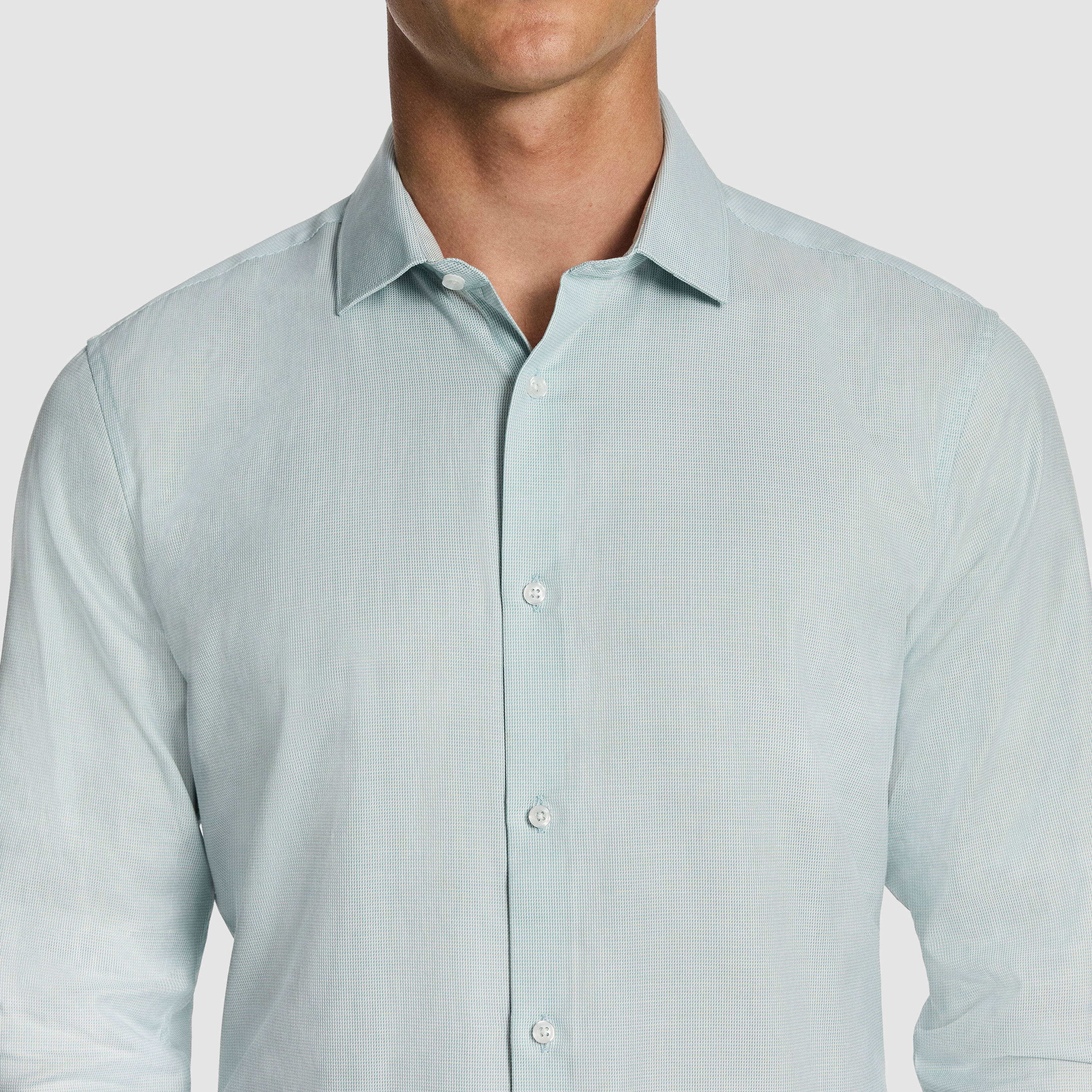Mint Green Clover Slim Fit Dress Shirt